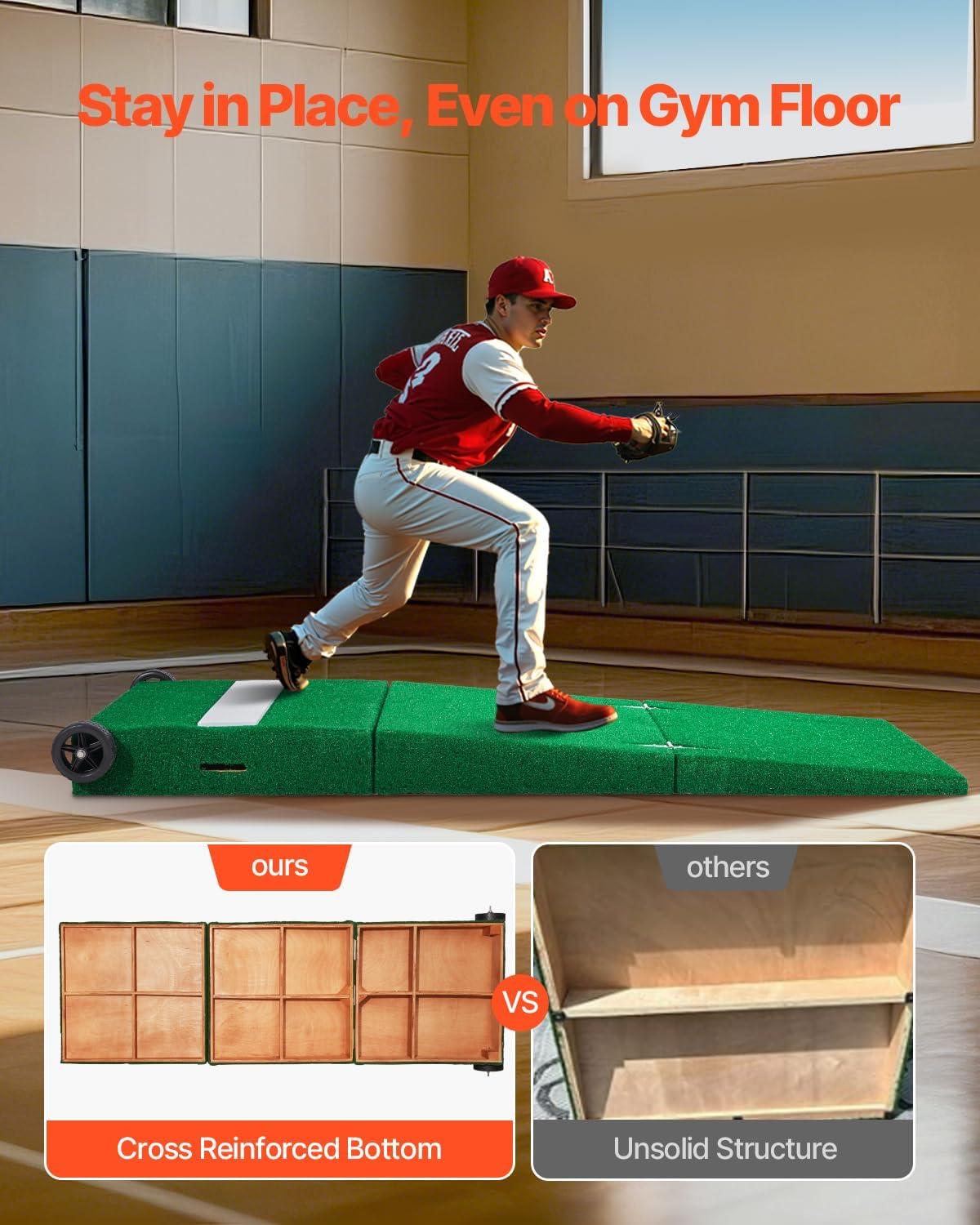 image:imageVEVOR Pitching Mound Baseball Game Mound IndoorOutdoor Pitching Practice and Training Equipment Softball Pitching Aids with Antifade Turf and Pitching RubberGreen
