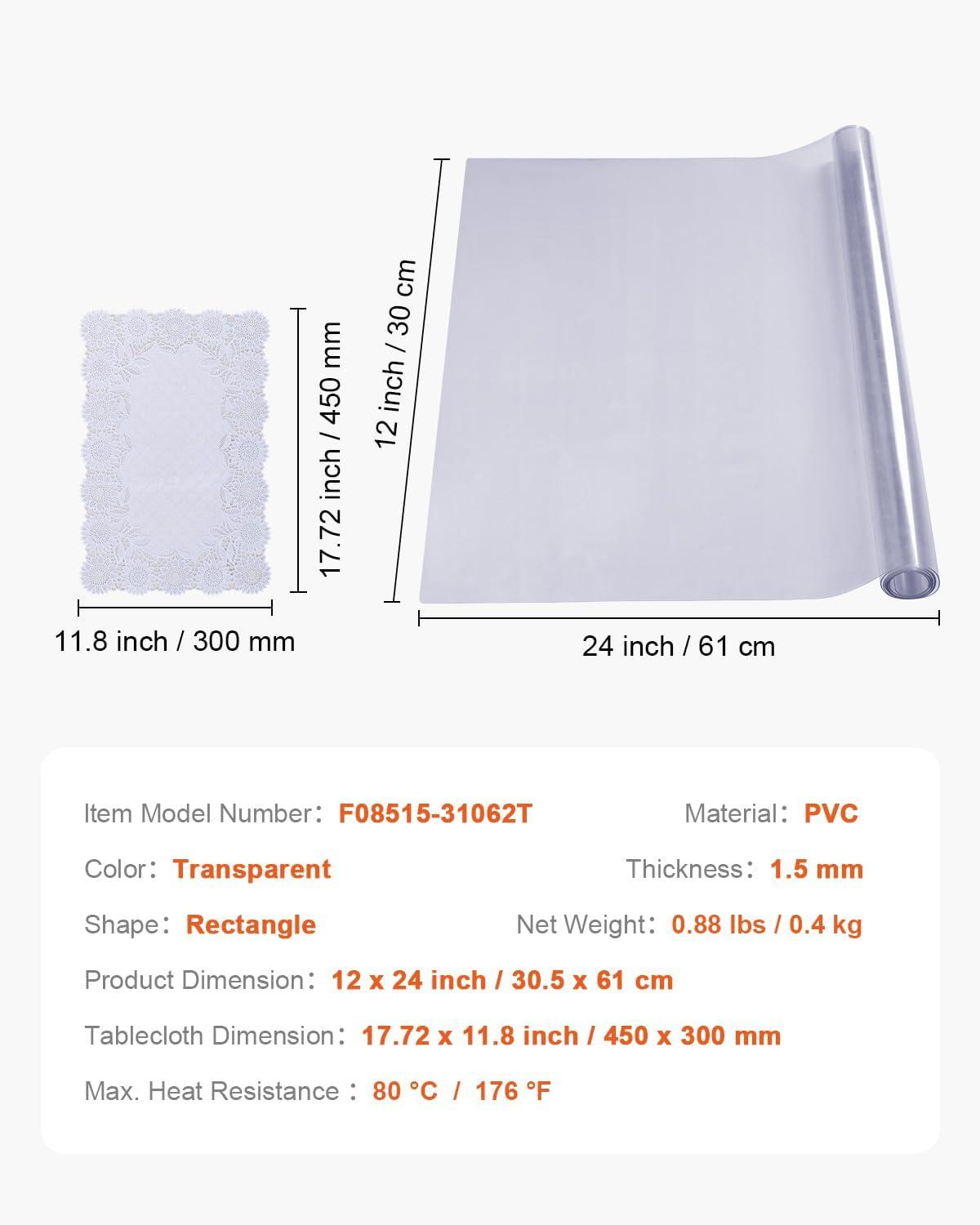 image:imageVEVOR Plastic Table Cover 24 x 48 Inch 15 mm Thick Frosted PVC Desk Mat Protector Waterproof amp Easy Cleaning Desk Pad Tablecloth for Office Dresser Dining RoomNight Stand36 x 18 Rectangular
