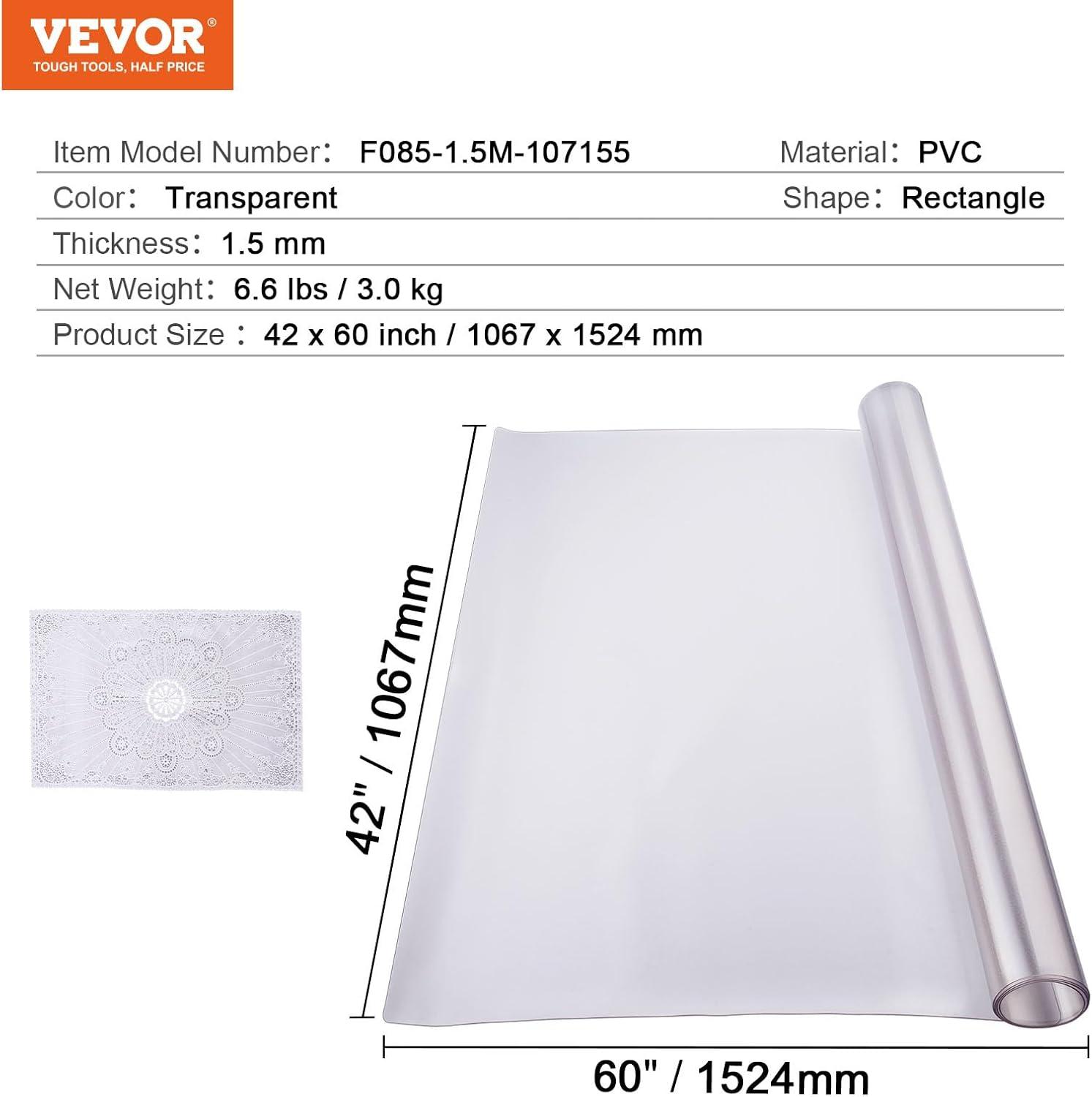 image:imageVEVOR Plastic Table Cover 24 x 48 Inch 15 mm Thick Frosted PVC Desk Mat Protector Waterproof amp Easy Cleaning Desk Pad Tablecloth for Office Dresser Dining RoomNight Stand60 x 42 Rectangular