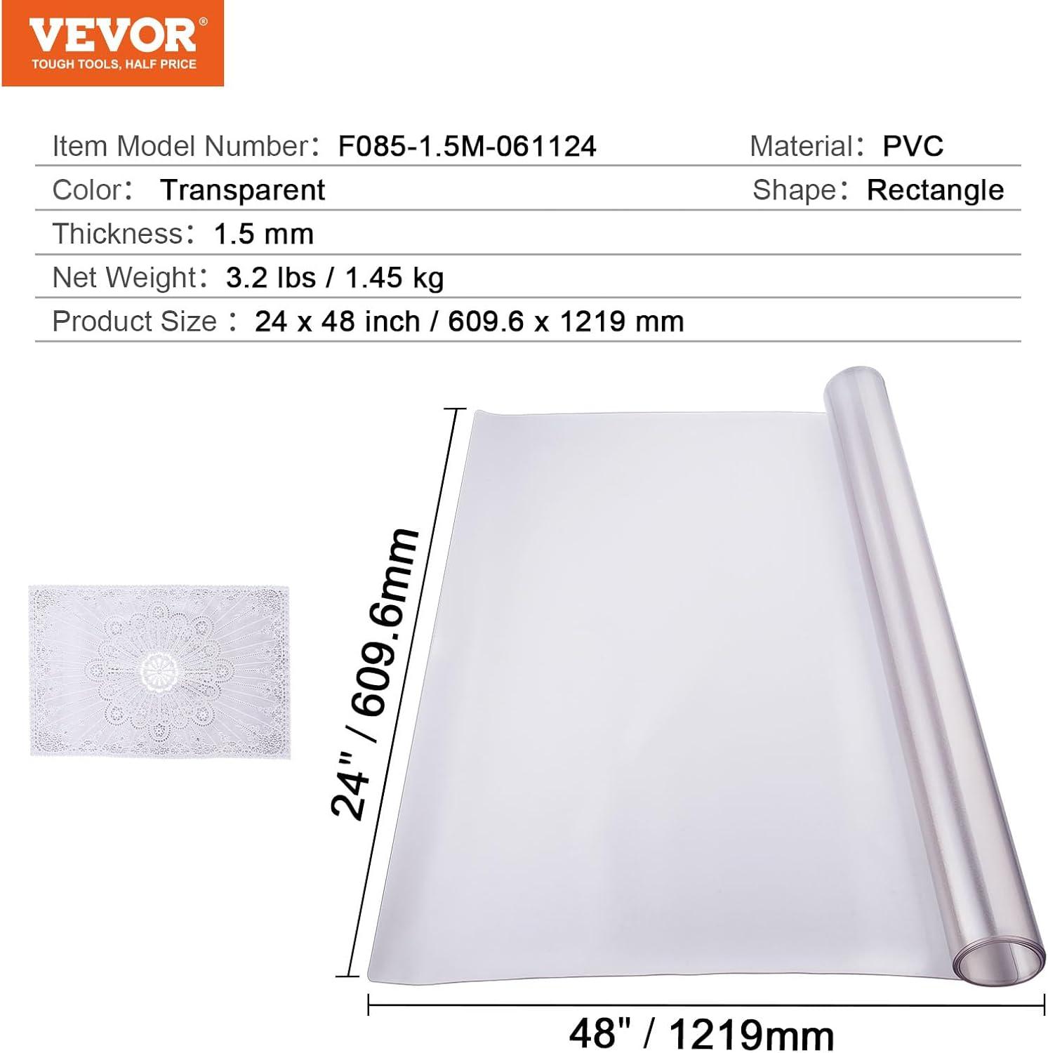 image:imageVEVOR Plastic Table Cover 24 x 48 Inch 15 mm Thick Frosted PVC Desk Mat Protector Waterproof amp Easy Cleaning Desk Pad Tablecloth for Office Dresser Dining RoomNight Stand48 x 24 Rectangular