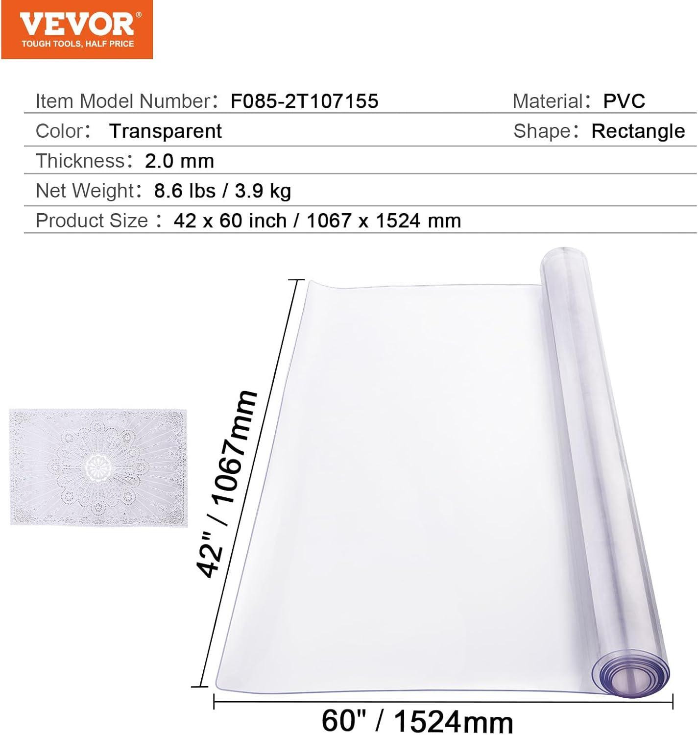 image:imageVEVOR Plastic Table Cover 24 x 48 Inch 15 mm Thick Frosted PVC Desk Mat Protector Waterproof amp Easy Cleaning Desk Pad Tablecloth for Office Dresser Dining RoomNight Stand60 x 42 Rectangle