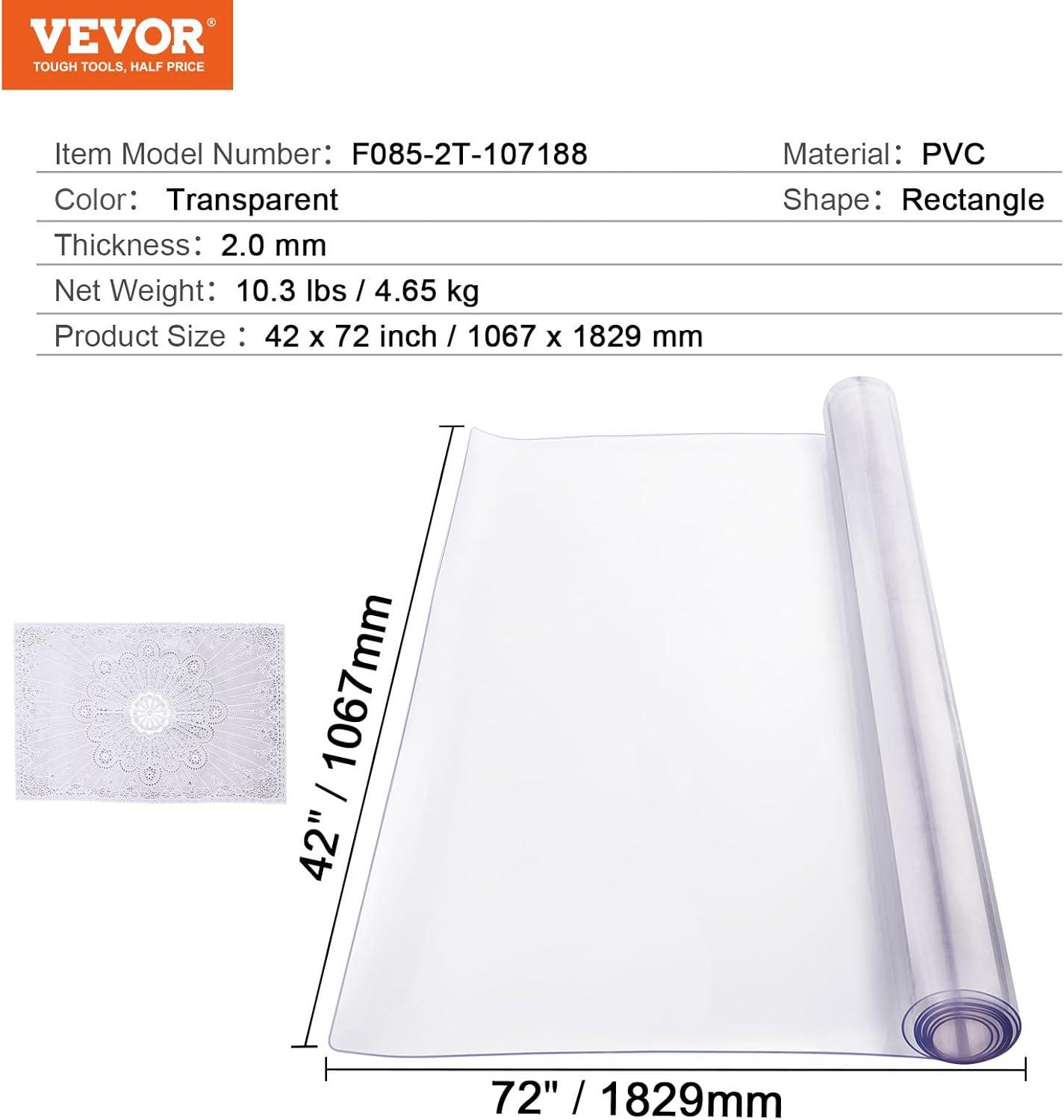 image:imageVEVOR Plastic Table Cover 24 x 48 Inch 15 mm Thick Frosted PVC Desk Mat Protector Waterproof amp Easy Cleaning Desk Pad Tablecloth for Office Dresser Dining RoomNight Stand72 x 42 Rectangular