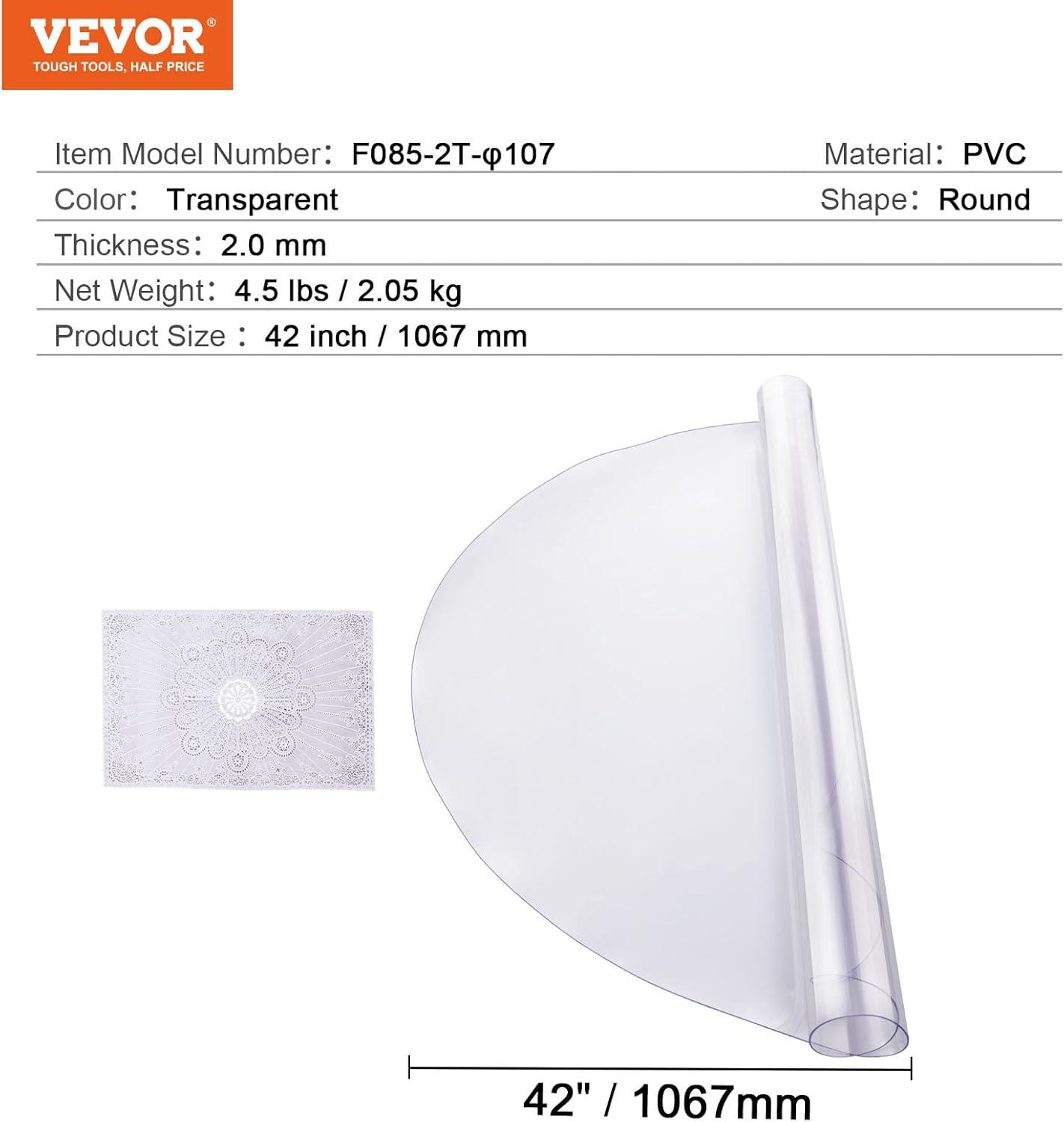 image:imageVEVOR Plastic Table Cover 24 x 48 Inch 15 mm Thick Frosted PVC Desk Mat Protector Waterproof amp Easy Cleaning Desk Pad Tablecloth for Office Dresser Dining RoomNight Stand42 Round