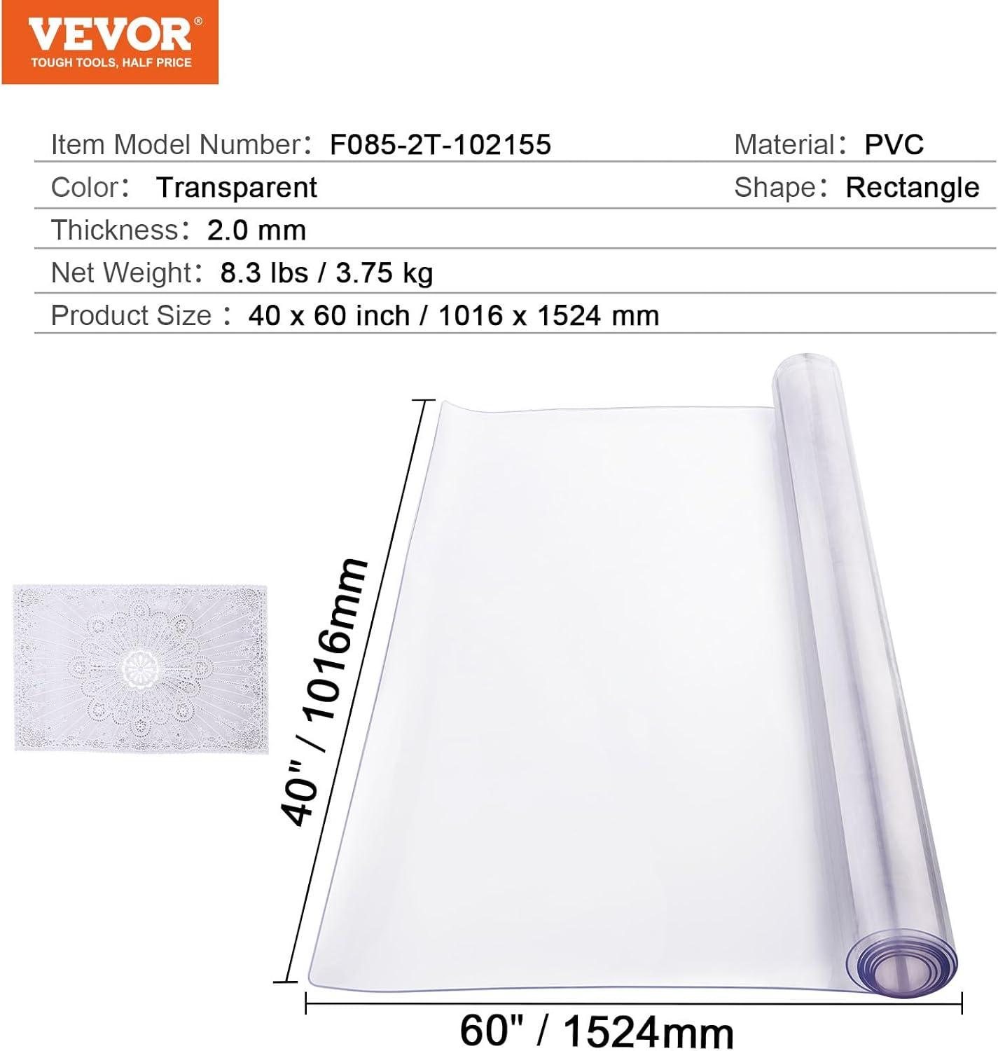image:imageVEVOR Plastic Table Cover 24 x 48 Inch 15 mm Thick Frosted PVC Desk Mat Protector Waterproof amp Easy Cleaning Desk Pad Tablecloth for Office Dresser Dining RoomNight Stand60 x 40 Rectangular