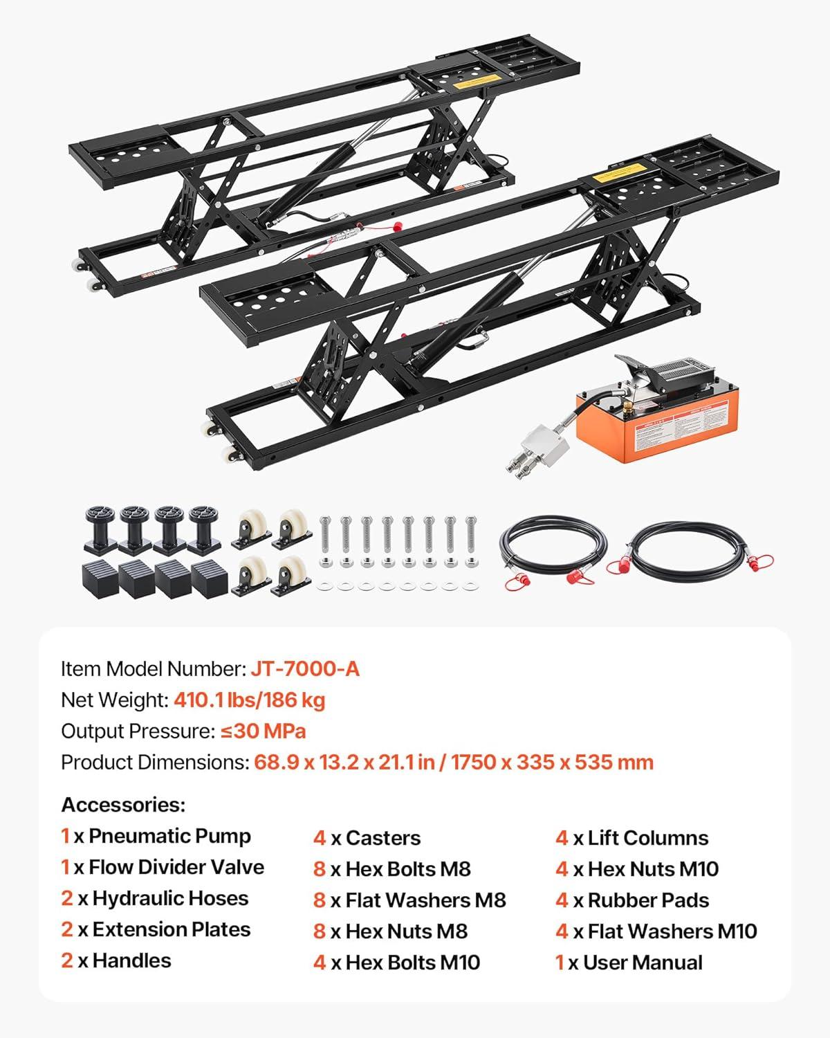 image:imageVEVOR Portable Car Lift 5000 LBS Capacity ExtendedLength Plates 256 Max Height HeavyDuty Carbon Steel Truck Lift with 120V Power Unit7000 lbs Pneumatic version