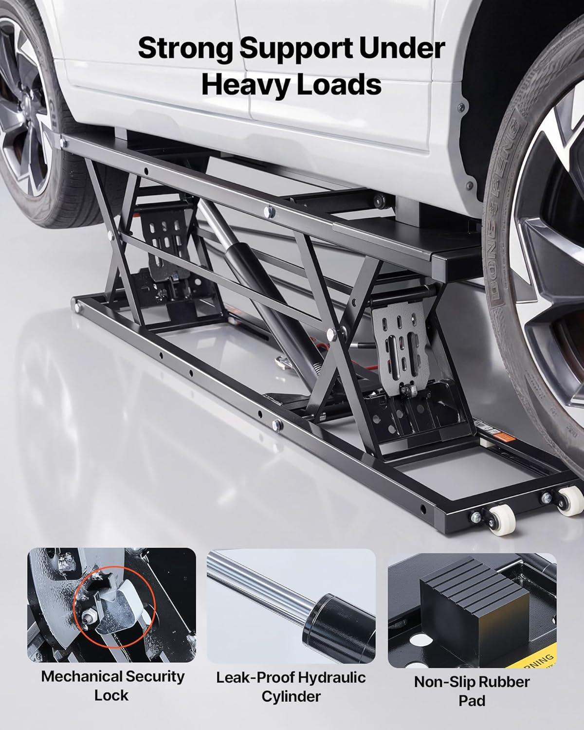 image:imageVEVOR Portable Car Lift 5000 LBS Capacity ExtendedLength Plates 256 Max Height HeavyDuty Carbon Steel Truck Lift with 120V Power Unit7000 lbs Pneumatic version