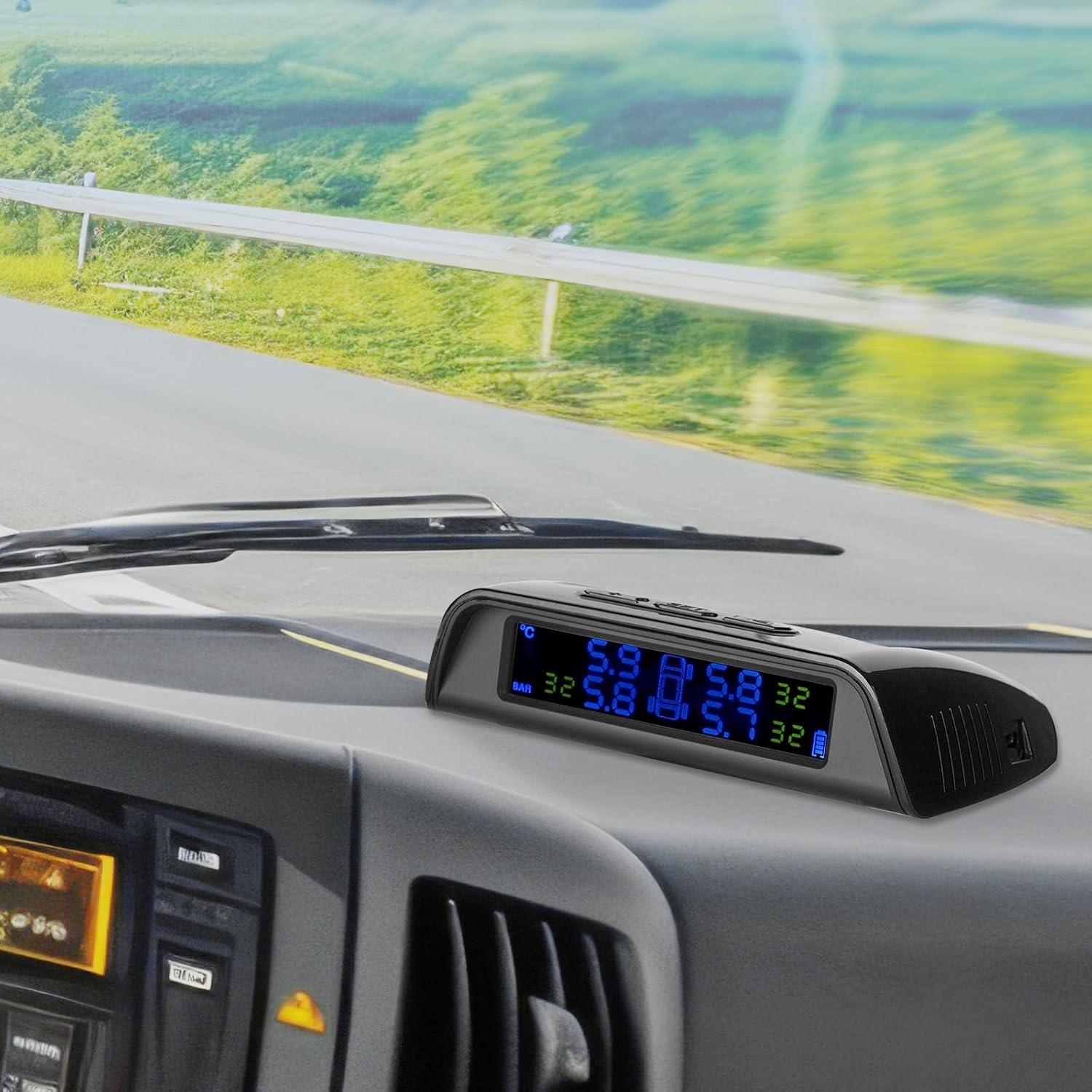 image:imageVEVOR RV Tire Pressure Monitoring System 73116 PSI Trailer TPMS 6 Tire with 6 Sensors 5 Alarm Modes Waterproof TPMS Sensors Set Solar Charge and Realtime Display Signal Boostersolar power and USB