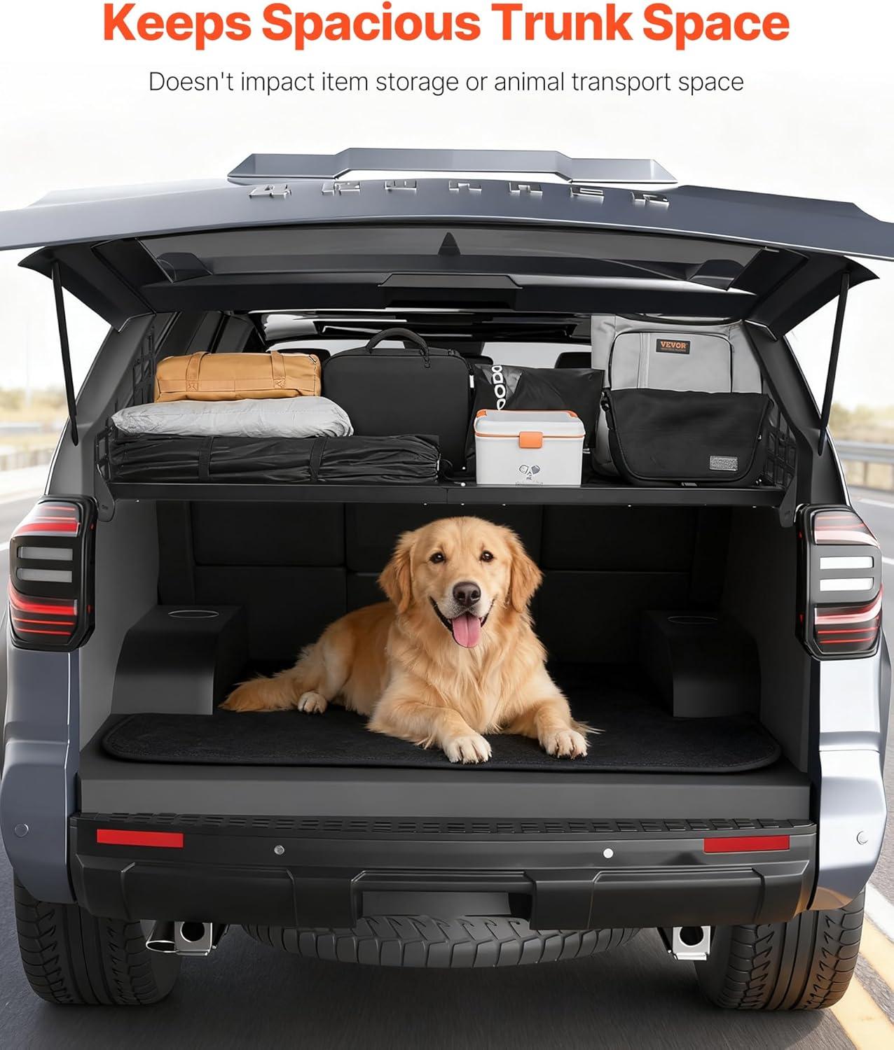 image:imageVEVOR Rear Trunk Cargo Rack for 20102024 Toyota 4Runner 220 lbs Capacity Aluminum Alloy Basket Tray Interior Storage Luggage Carrier Adjustable Height Shelf Stand Organizer for Camping Trip Gear