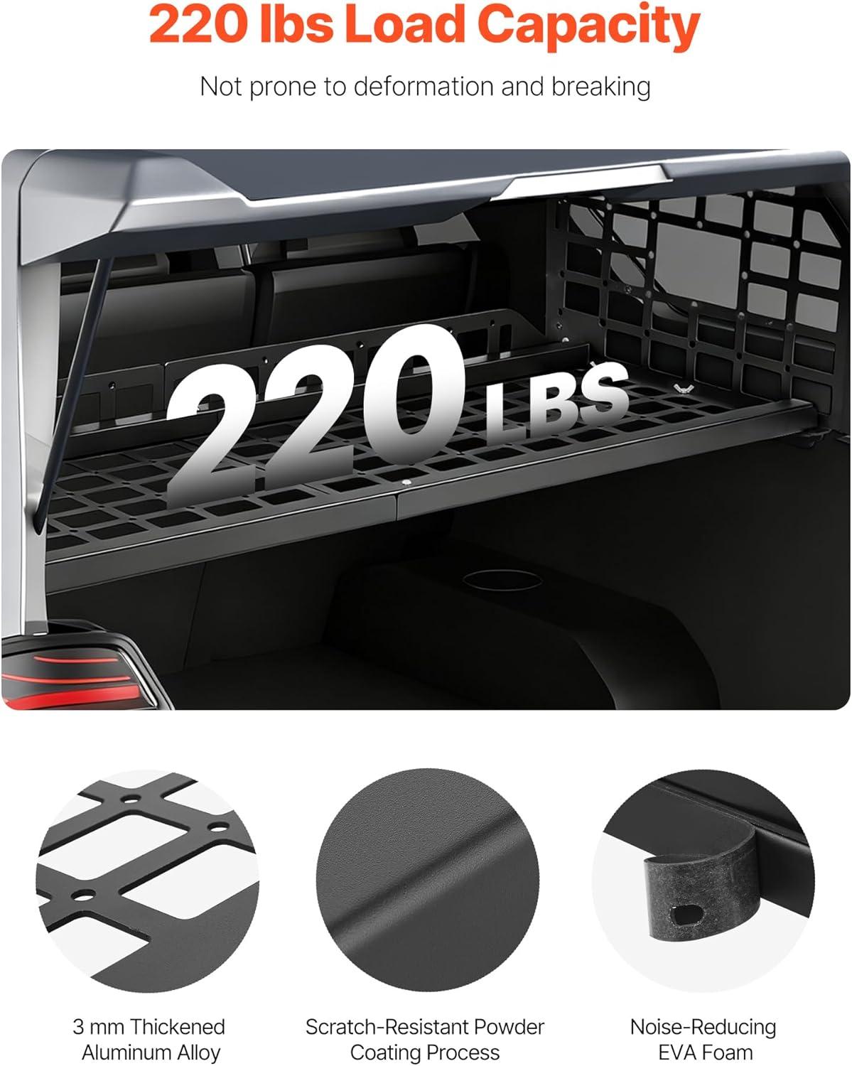 image:imageVEVOR Rear Trunk Cargo Rack for 20102024 Toyota 4Runner 220 lbs Capacity Aluminum Alloy Basket Tray Interior Storage Luggage Carrier Adjustable Height Shelf Stand Organizer for Camping Trip Gear