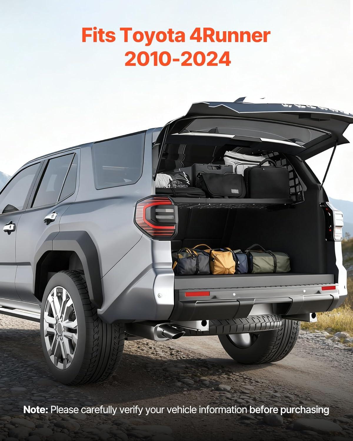 image:imageVEVOR Rear Trunk Cargo Rack for 20102024 Toyota 4Runner 220 lbs Capacity Aluminum Alloy Basket Tray Interior Storage Luggage Carrier Adjustable Height Shelf Stand Organizer for Camping Trip Gear