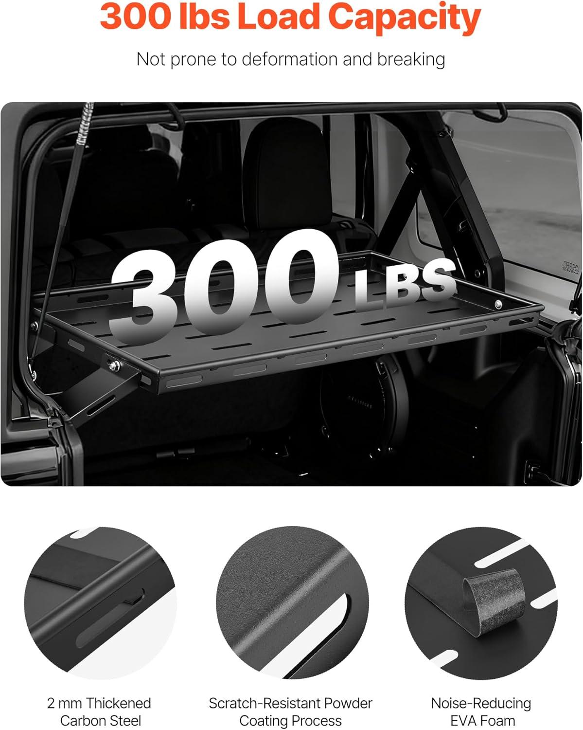image:imageVEVOR Rear Trunk Cargo Rack with Net 20072024 Jeep Wrangler JK 4 Door hardtops 300 lbs Capacity Carbon Steel Basket Tray Interior Storage Luggage Carrier Shelf Stand OrganizerJeep JK20072024