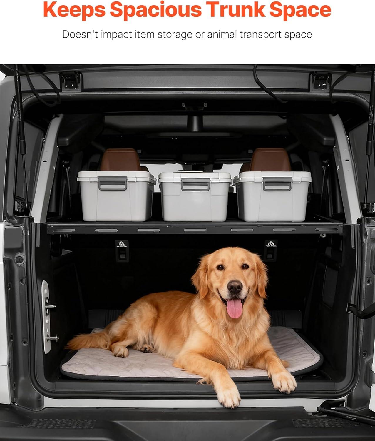 image:imageVEVOR Rear Trunk Cargo Rack with Net 20072024 Jeep Wrangler JK 4 Door hardtops 300 lbs Capacity Carbon Steel Basket Tray Interior Storage Luggage Carrier Shelf Stand OrganizerFord Bronco20212024