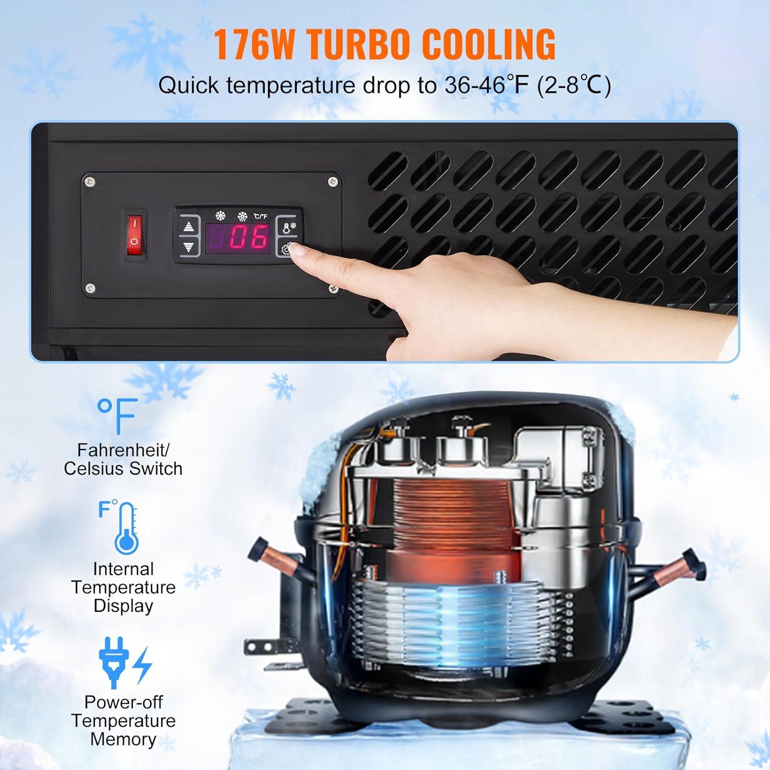 image:imageVEVOR Refrigerated Display Case 35 CuFt100L 2Tier Countertop Pastry Display Case Commercial Display Refrigerator with LED Lighting TURBO Cooling FrostFree AirCooling Rear Sliding Door35 CuFt