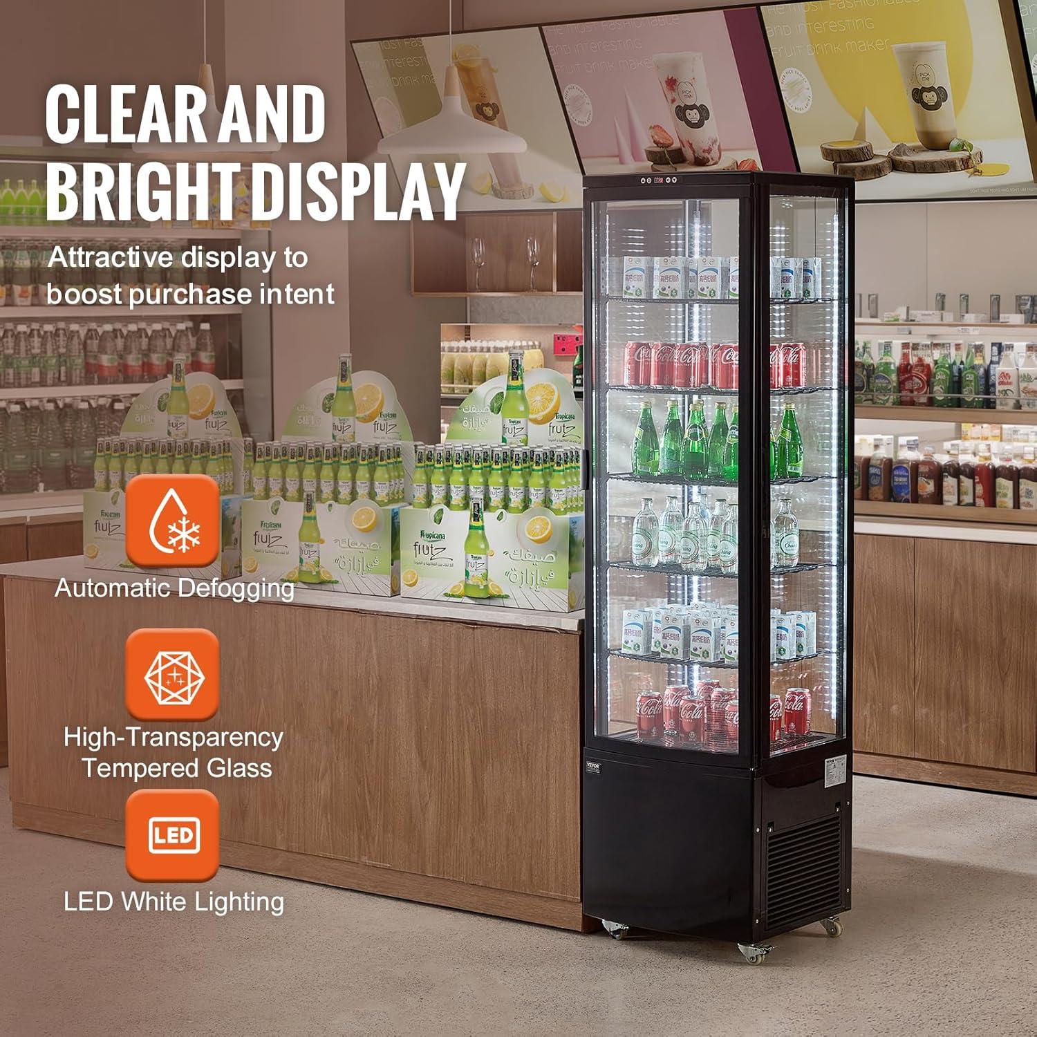 image:imageVEVOR Refrigerated Display Case 35 CuFt100L 2Tier Countertop Pastry Display Case Commercial Display Refrigerator with LED Lighting TURBO Cooling FrostFree AirCooling Rear Sliding Door98 CuFt