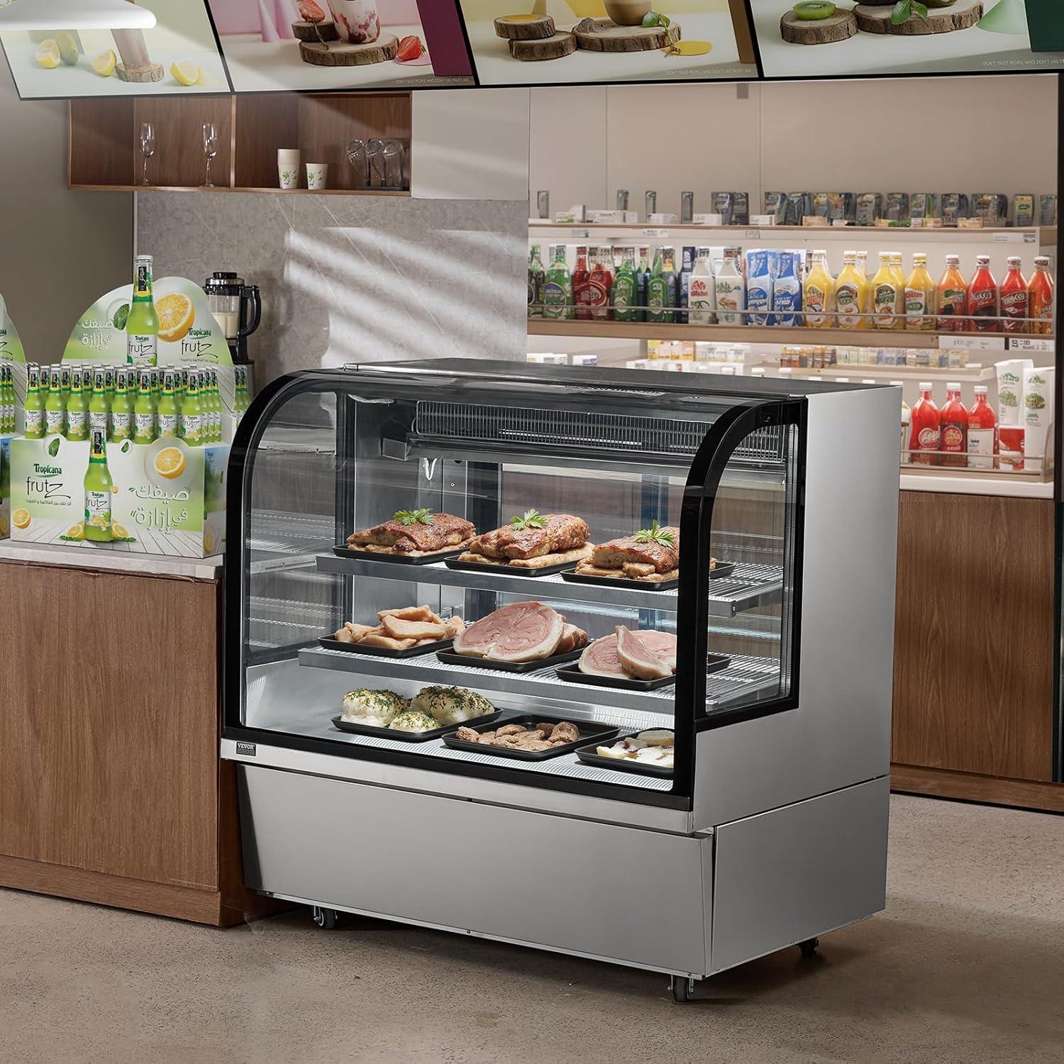 image:imageVEVOR Refrigerated Display Case 35 CuFt100L 2Tier Countertop Pastry Display Case Commercial Display Refrigerator with LED Lighting TURBO Cooling FrostFree AirCooling Rear Sliding Door18 CuFt