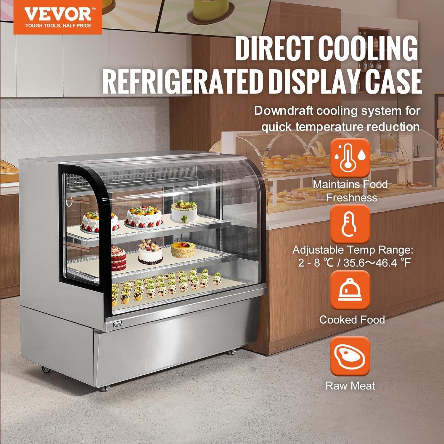 image:imageVEVOR Refrigerated Display Case 35 CuFt100L 2Tier Countertop Pastry Display Case Commercial Display Refrigerator with LED Lighting TURBO Cooling FrostFree AirCooling Rear Sliding Door18 CuFt