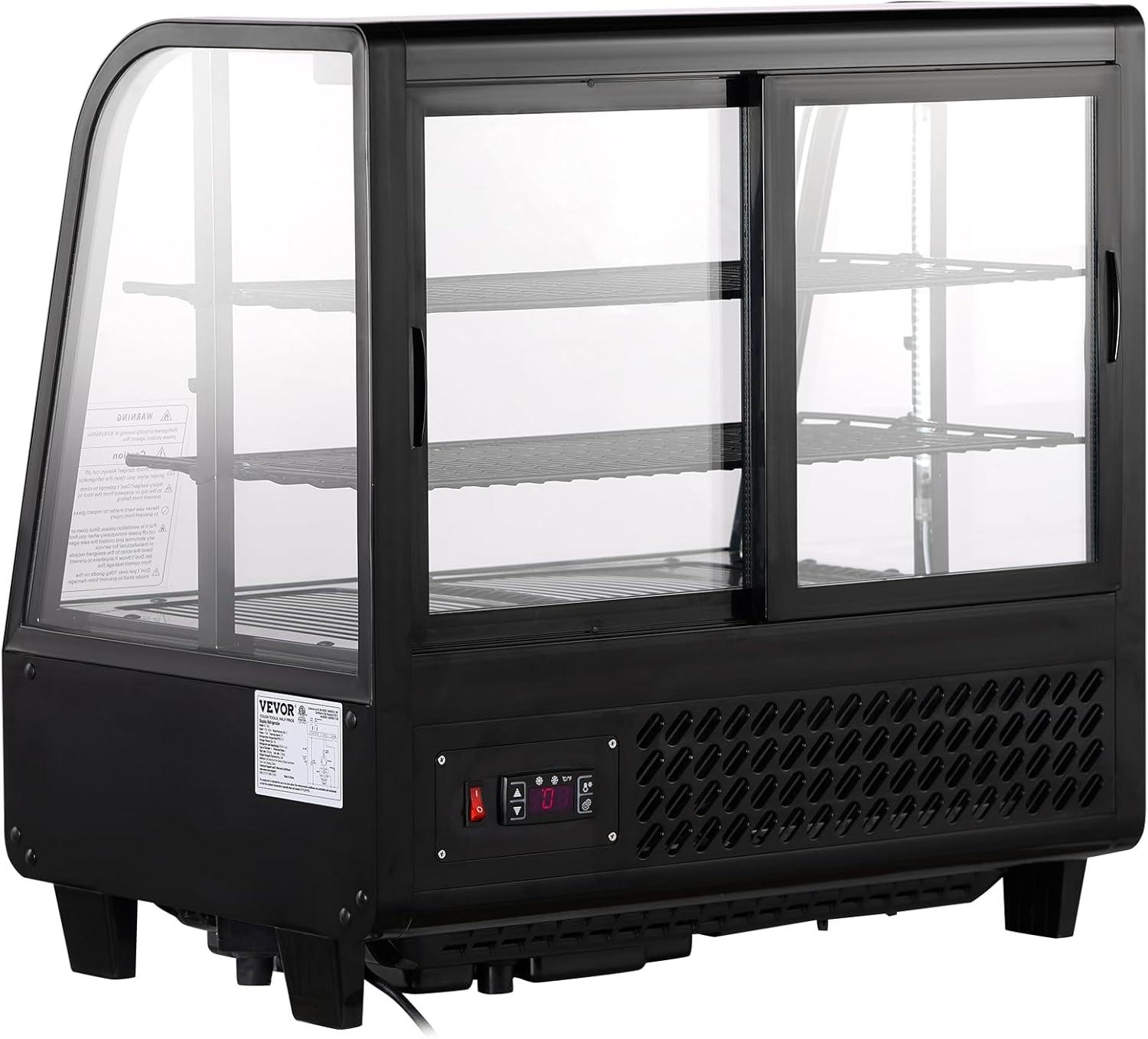image:imageVEVOR Refrigerated Display Case 35 CuFt100L 2Tier Countertop Pastry Display Case Commercial Display Refrigerator with LED Lighting TURBO Cooling FrostFree AirCooling Rear Sliding Door35 CuFt