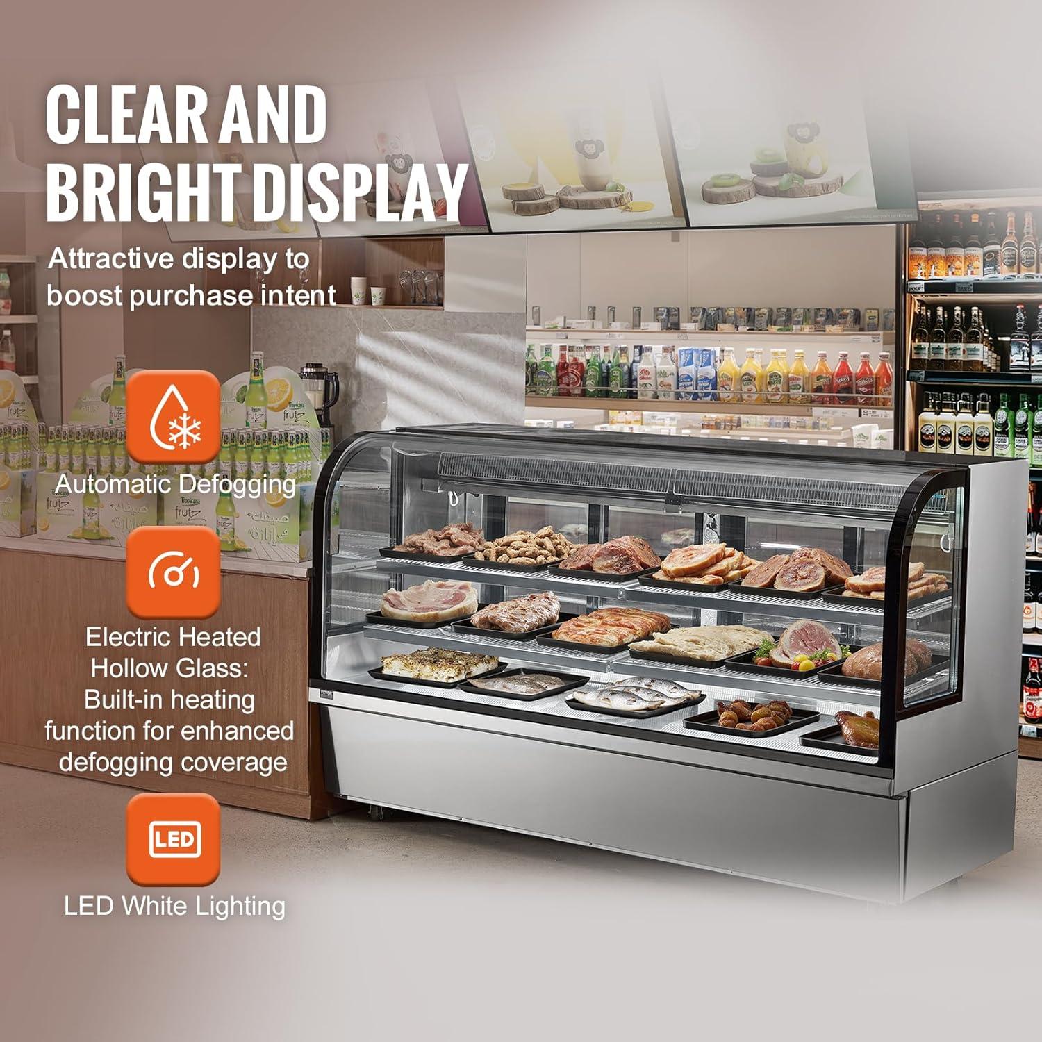 image:imageVEVOR Refrigerated Display Case 35 CuFt100L 2Tier Countertop Pastry Display Case Commercial Display Refrigerator with LED Lighting TURBO Cooling FrostFree AirCooling Rear Sliding Door32 CuFt