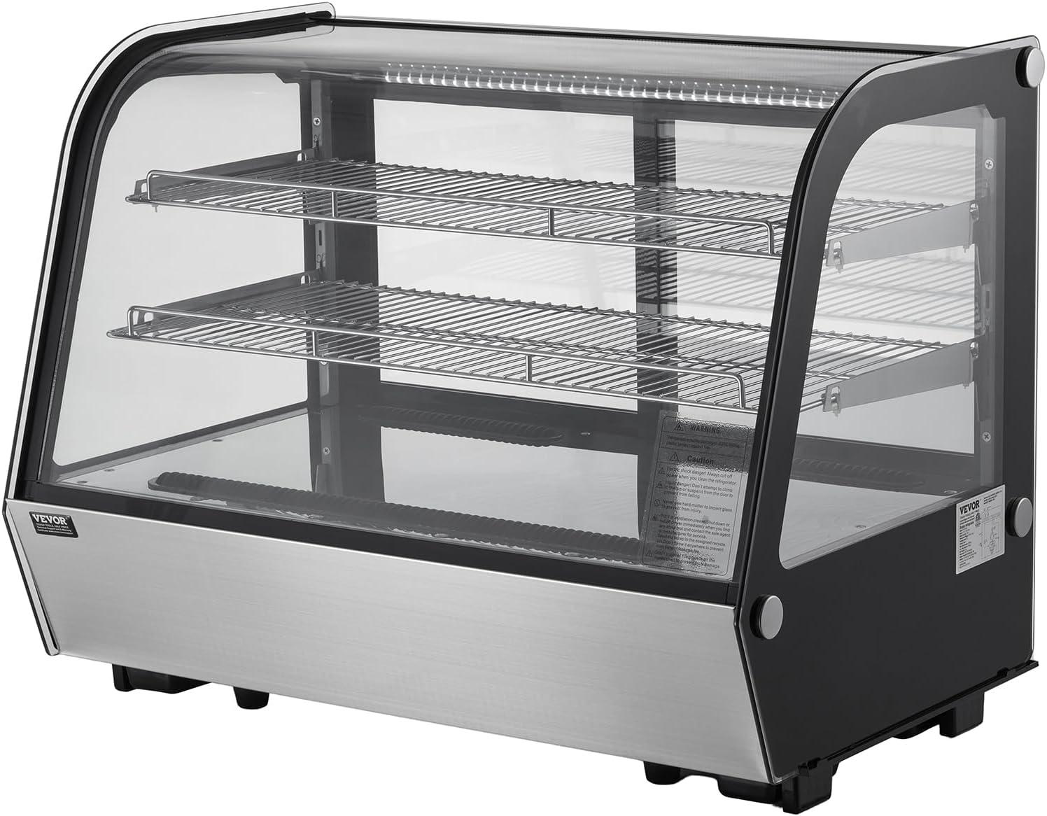 image:imageVEVOR Refrigerated Display Case 35 CuFt100L 2Tier Countertop Pastry Display Case Commercial Display Refrigerator with LED Lighting TURBO Cooling FrostFree AirCooling Rear Sliding Door5 CuFt