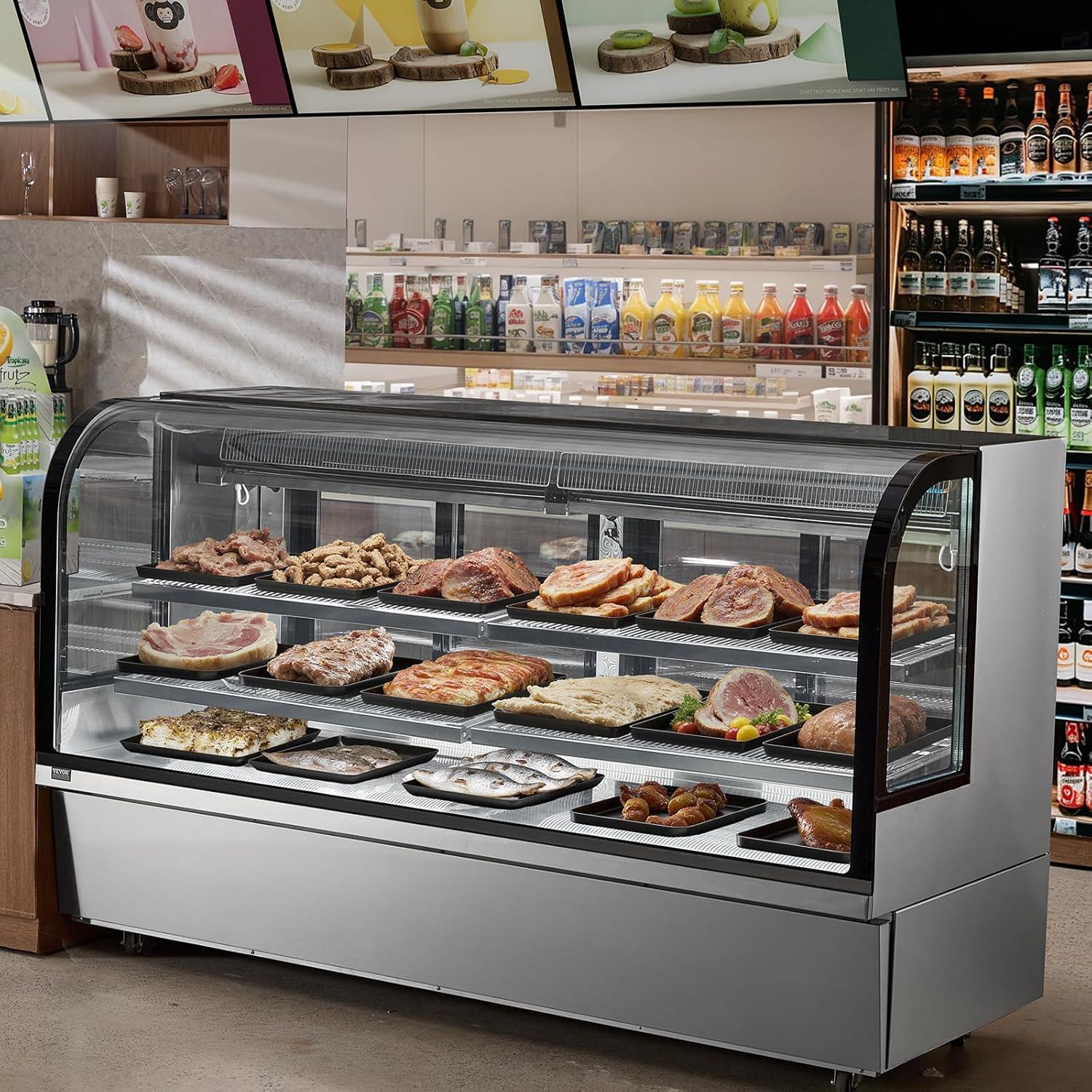 image:imageVEVOR Refrigerated Display Case 35 CuFt100L 2Tier Countertop Pastry Display Case Commercial Display Refrigerator with LED Lighting TURBO Cooling FrostFree AirCooling Rear Sliding Door32 CuFt