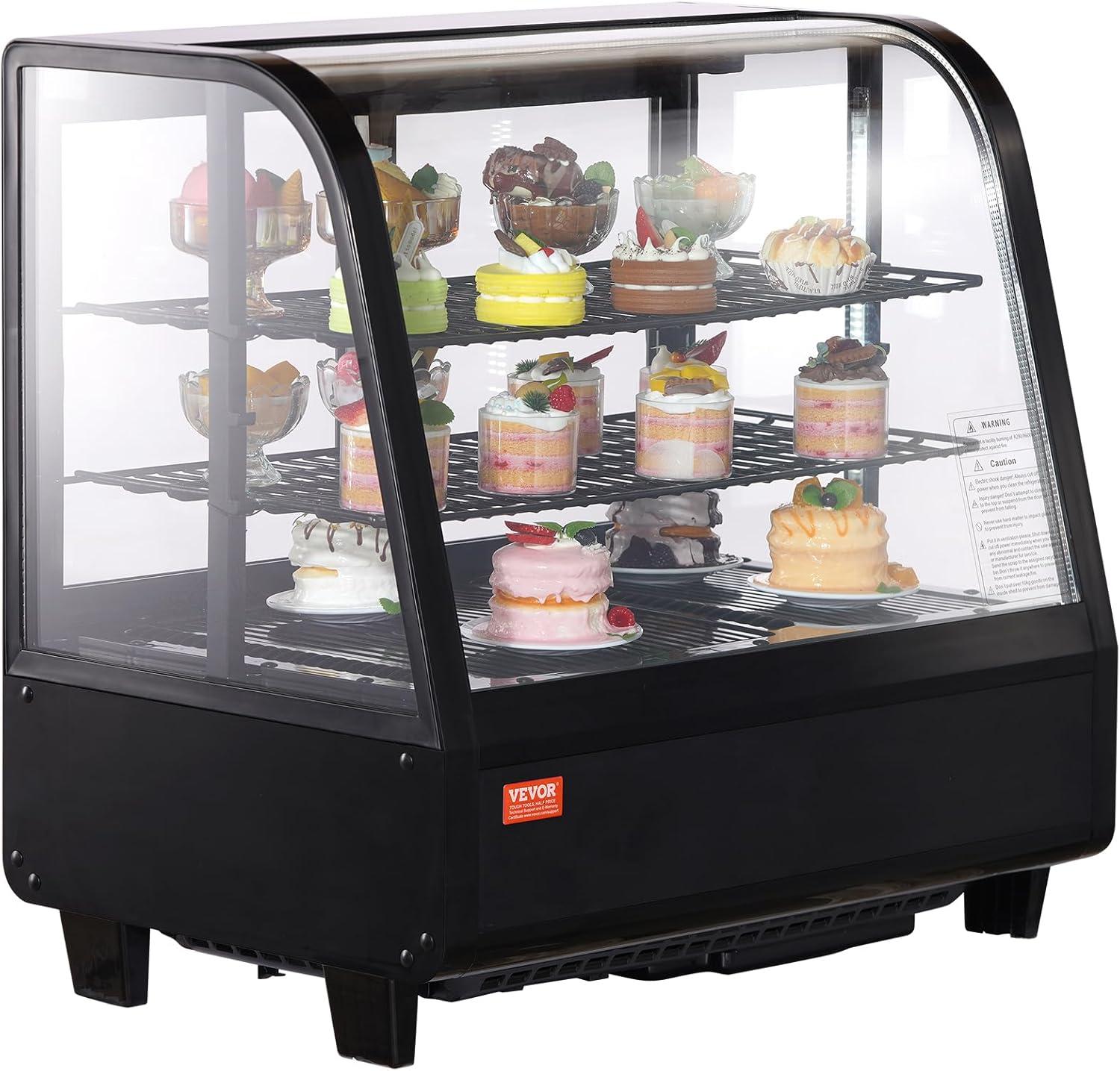 image:imageVEVOR Refrigerated Display Case 35 CuFt100L 2Tier Countertop Pastry Display Case Commercial Display Refrigerator with LED Lighting TURBO Cooling FrostFree AirCooling Rear Sliding Door35 CuFt