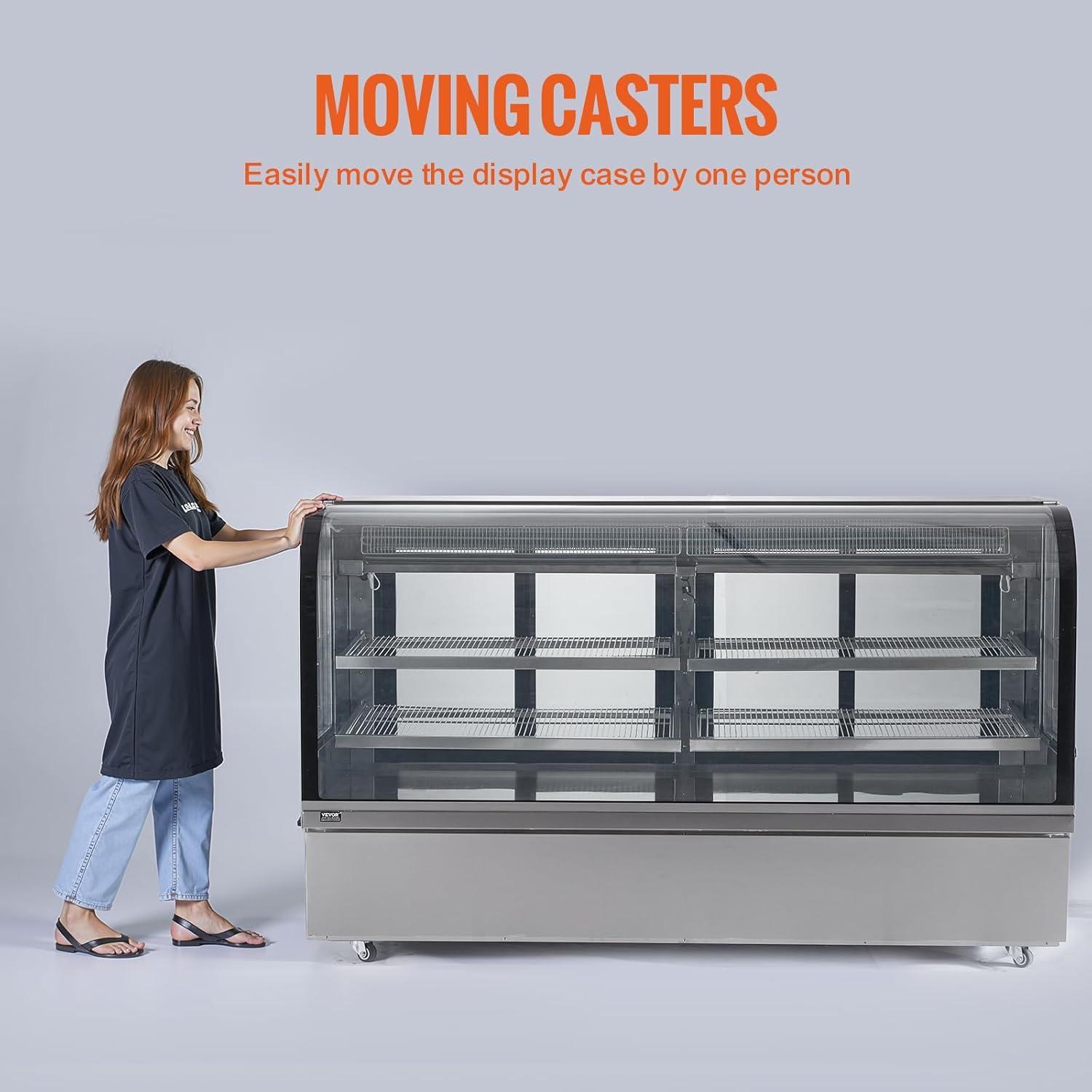 image:imageVEVOR Refrigerated Display Case 35 CuFt100L 2Tier Countertop Pastry Display Case Commercial Display Refrigerator with LED Lighting TURBO Cooling FrostFree AirCooling Rear Sliding Door32 CuFt