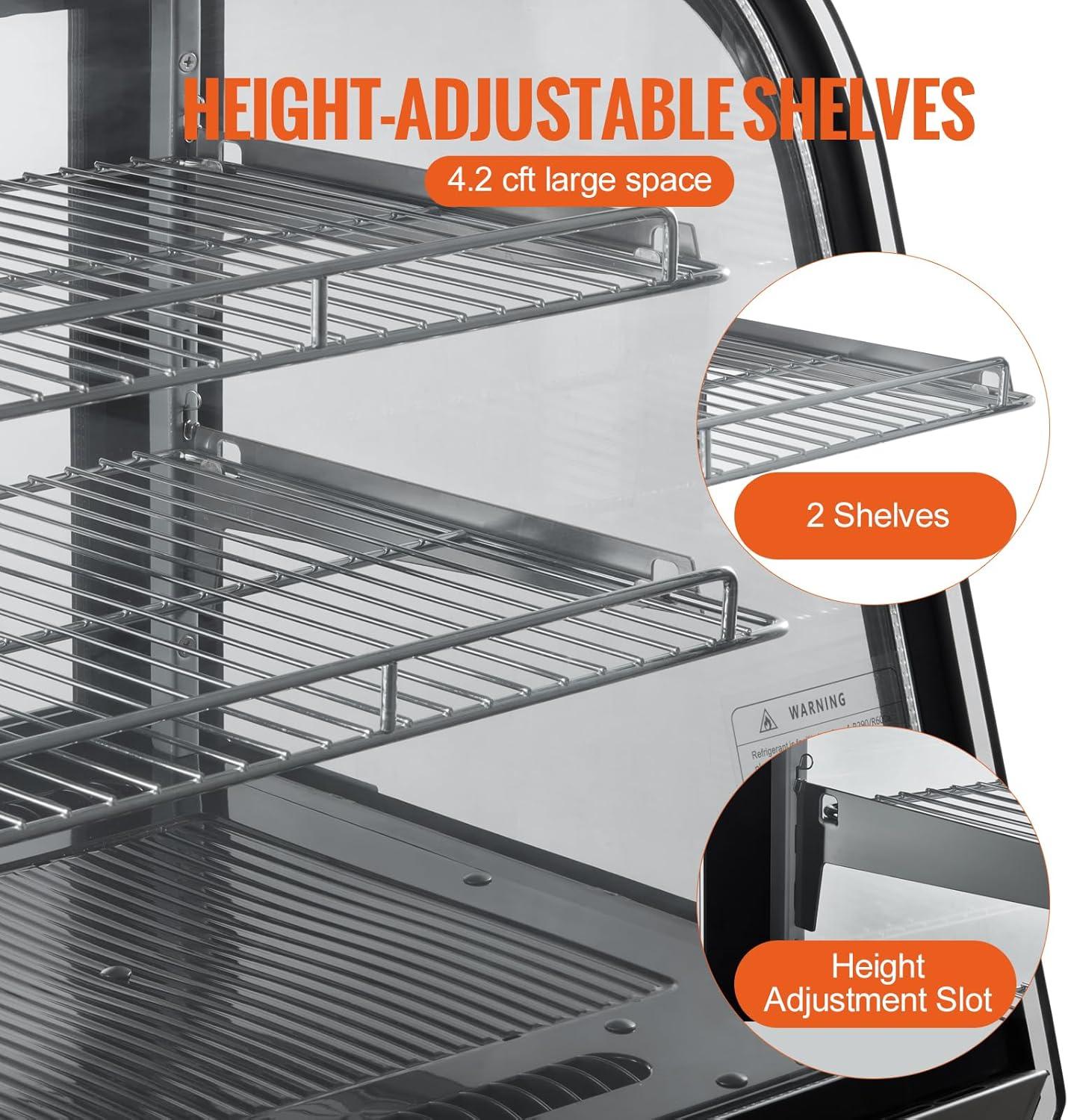 image:imageVEVOR Refrigerated Display Case 35 CuFt100L 2Tier Countertop Pastry Display Case Commercial Display Refrigerator with LED Lighting TURBO Cooling FrostFree AirCooling Rear Sliding Door42 CuFt