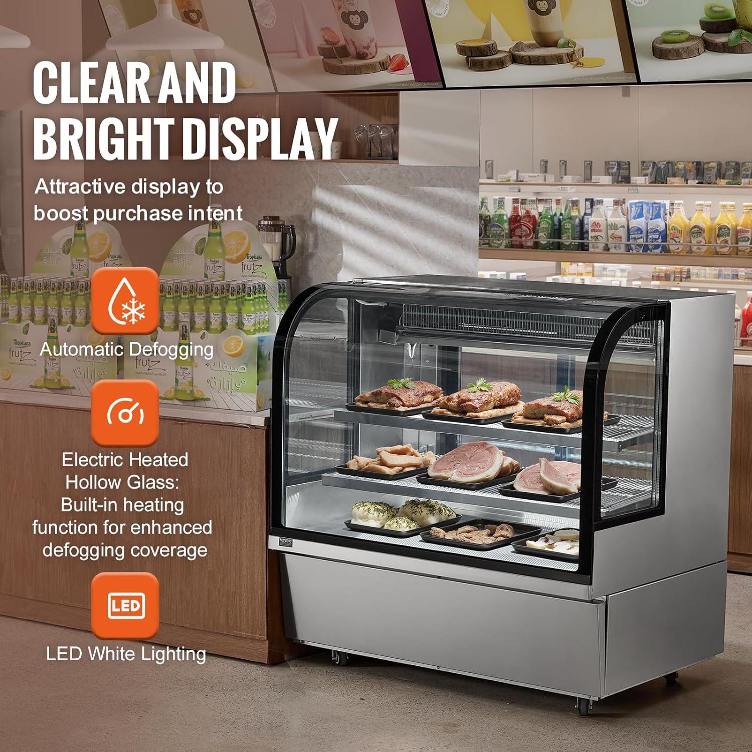 image:imageVEVOR Refrigerated Display Case 35 CuFt100L 2Tier Countertop Pastry Display Case Commercial Display Refrigerator with LED Lighting TURBO Cooling FrostFree AirCooling Rear Sliding Door18 CuFt
