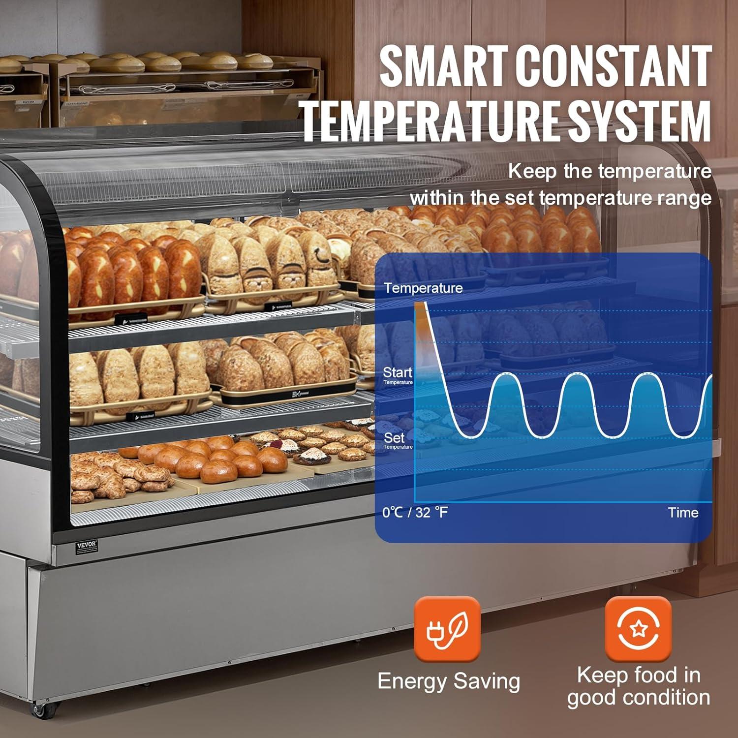 image:imageVEVOR Refrigerated Display Case 35 CuFt100L 2Tier Countertop Pastry Display Case Commercial Display Refrigerator with LED Lighting TURBO Cooling FrostFree AirCooling Rear Sliding Door32 CuFt