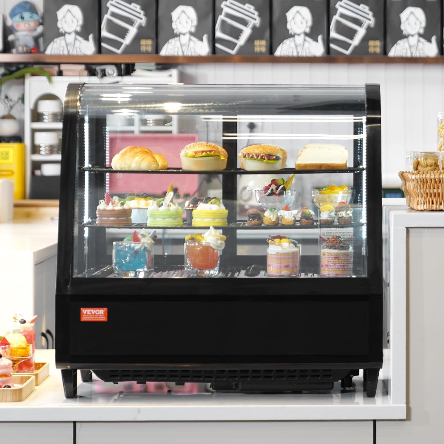 image:imageVEVOR Refrigerated Display Case 35 CuFt100L 2Tier Countertop Pastry Display Case Commercial Display Refrigerator with LED Lighting TURBO Cooling FrostFree AirCooling Rear Sliding Door35 CuFt