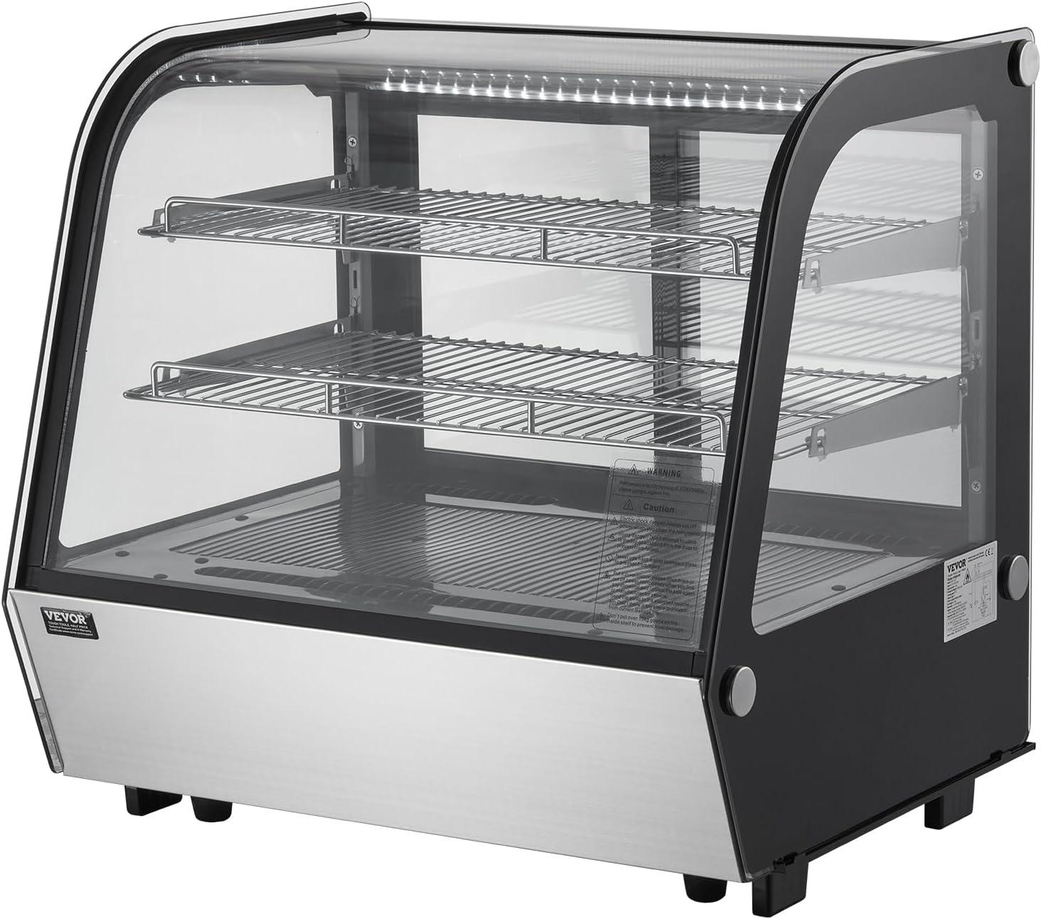 image:imageVEVOR Refrigerated Display Case 35 CuFt100L 2Tier Countertop Pastry Display Case Commercial Display Refrigerator with LED Lighting TURBO Cooling FrostFree AirCooling Rear Sliding Door42 CuFt