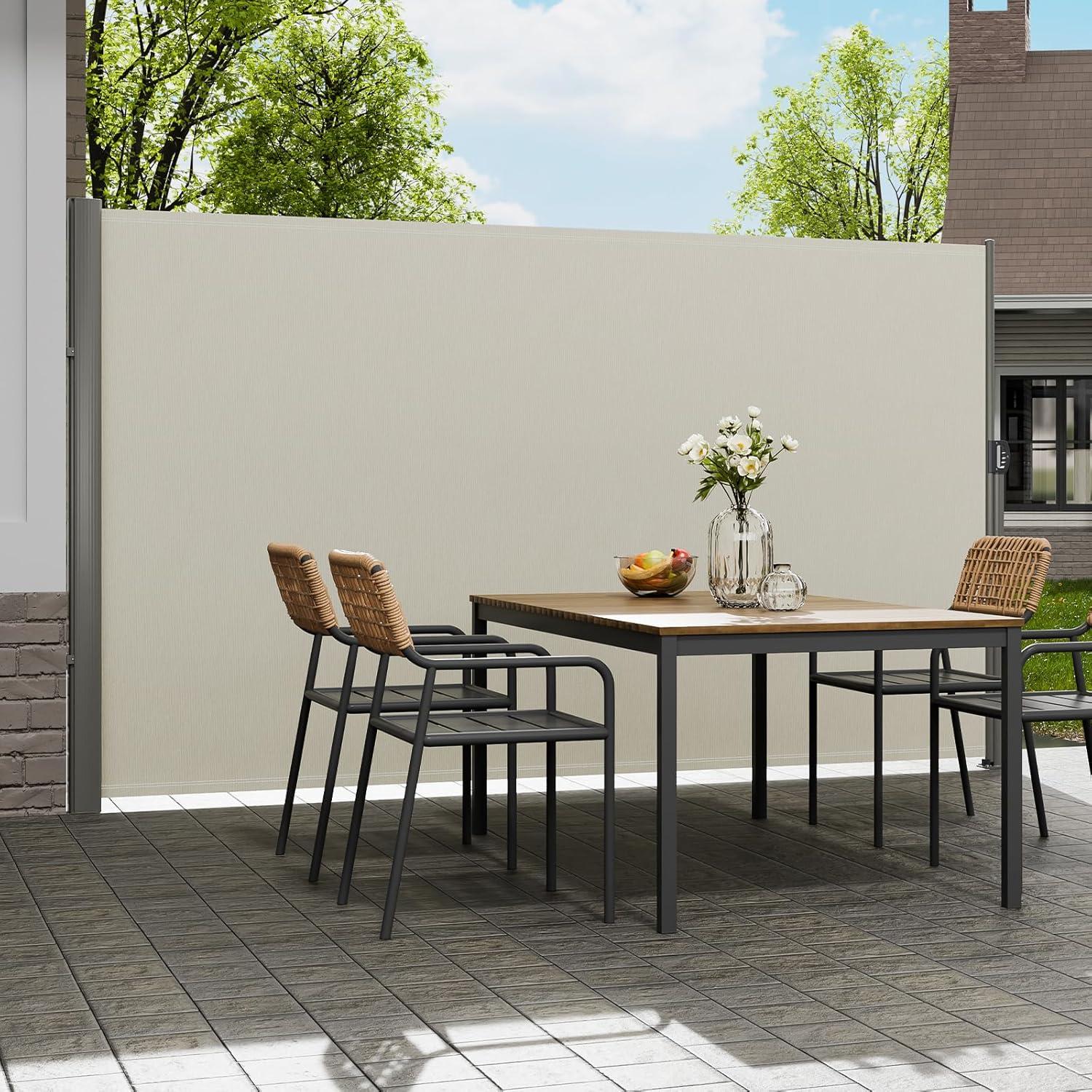 image:imageVEVOR Retractable Side Awning UV 50 71x236 Rugged Full Aluminum RustProof Side Awning Patio Sunshine Privacy Divider 280 g Thicken Wind Screen for Courtyard Roof Terraces Pools BeigeBeige