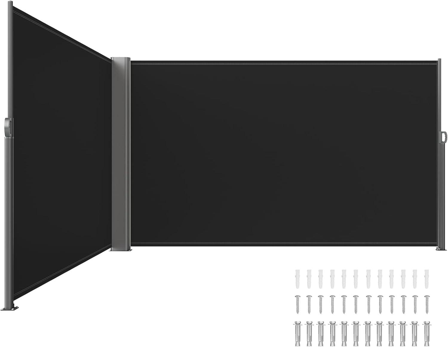 image:imageVEVOR Retractable Side Awning UV 50 71x236 Rugged Full Aluminum RustProof Side Awning Patio Sunshine Privacy Divider 280 g Thicken Wind Screen for Courtyard Roof Terraces Pools BeigeBlack