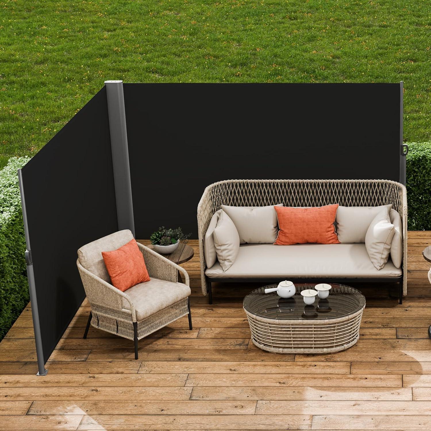 image:imageVEVOR Retractable Side Awning UV 50 71x236 Rugged Full Aluminum RustProof Side Awning Patio Sunshine Privacy Divider 280 g Thicken Wind Screen for Courtyard Roof Terraces Pools BeigeBlack