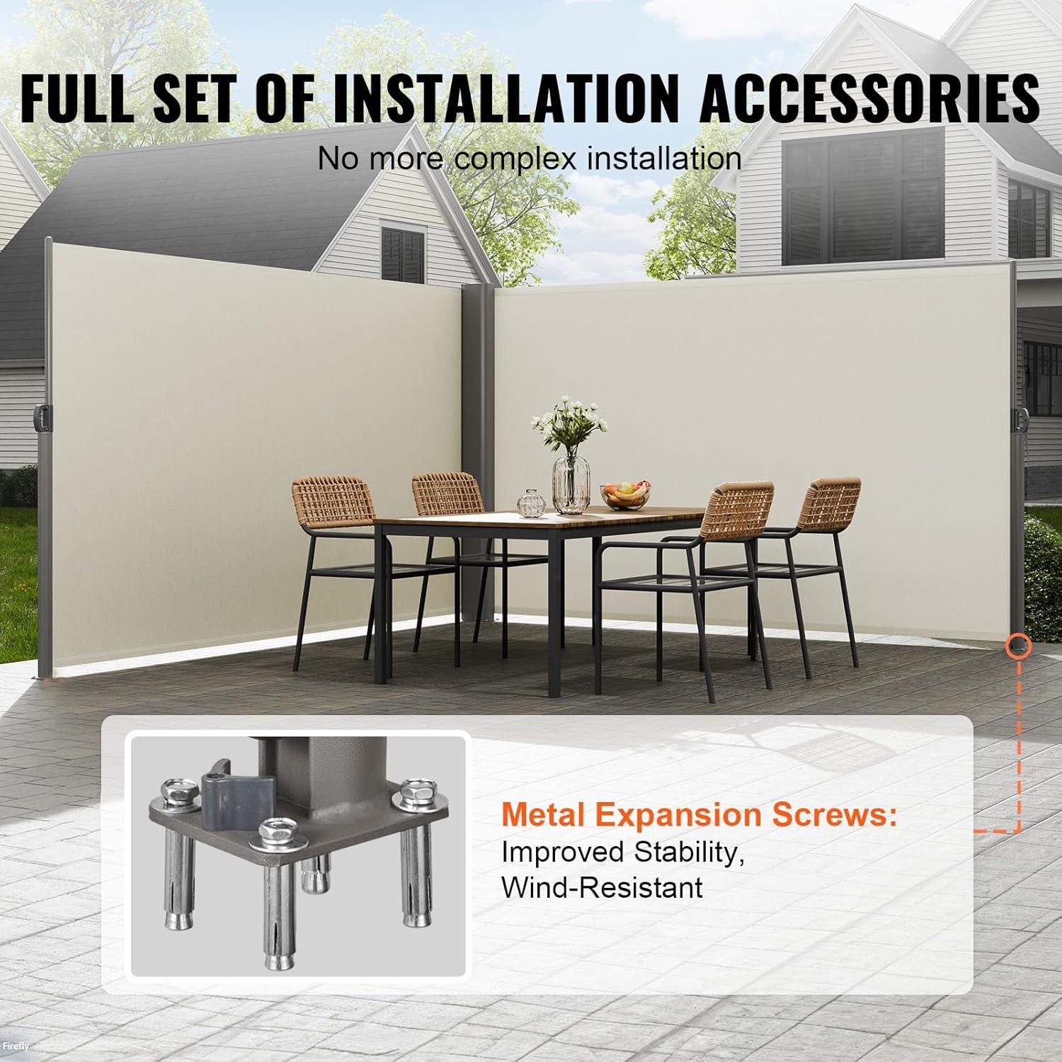 image:imageVEVOR Retractable Side Awning UV 50 71x236 Rugged Full Aluminum RustProof Side Awning Patio Sunshine Privacy Divider 280 g Thicken Wind Screen for Courtyard Roof Terraces Pools BeigeBeige