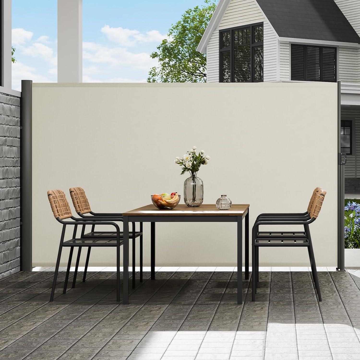 image:imageVEVOR Retractable Side Awning UV 50 71x236 Rugged Full Aluminum RustProof Side Awning Patio Sunshine Privacy Divider 280 g Thicken Wind Screen for Courtyard Roof Terraces Pools BeigeBeige