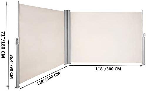 image:imageVEVOR Retractable Side Awning UV 50 71x236 Rugged Full Aluminum RustProof Side Awning Patio Sunshine Privacy Divider 280 g Thicken Wind Screen for Courtyard Roof Terraces Pools BeigeBeige