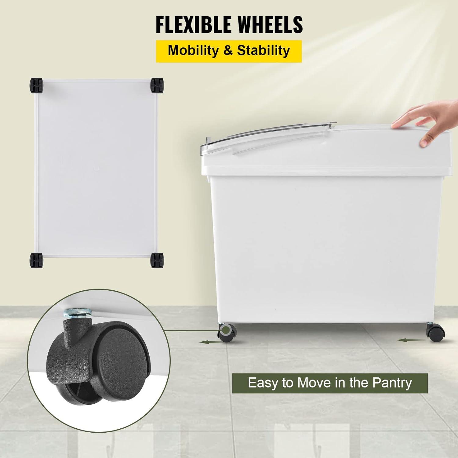 image:imageVEVOR Rice Storage Container 45Gallon20L x2 Capacity Large Dog Food Dispenser Bin Kitchen Ingredient Grain Cereal Flour Bin Pet food Containers with Wheels 2 Measuring Cups Airtight Lid 2 Pack105 Gallon 3 Set