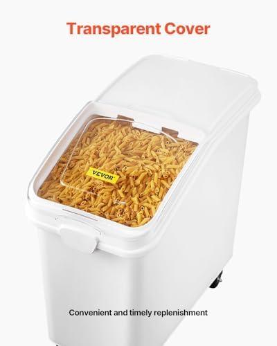 image:imageVEVOR Rice Storage Container 45Gallon20L x2 Capacity Large Dog Food Dispenser Bin Kitchen Ingredient Grain Cereal Flour Bin Pet food Containers with Wheels 2 Measuring Cups Airtight Lid 2 Pack27 Gallon