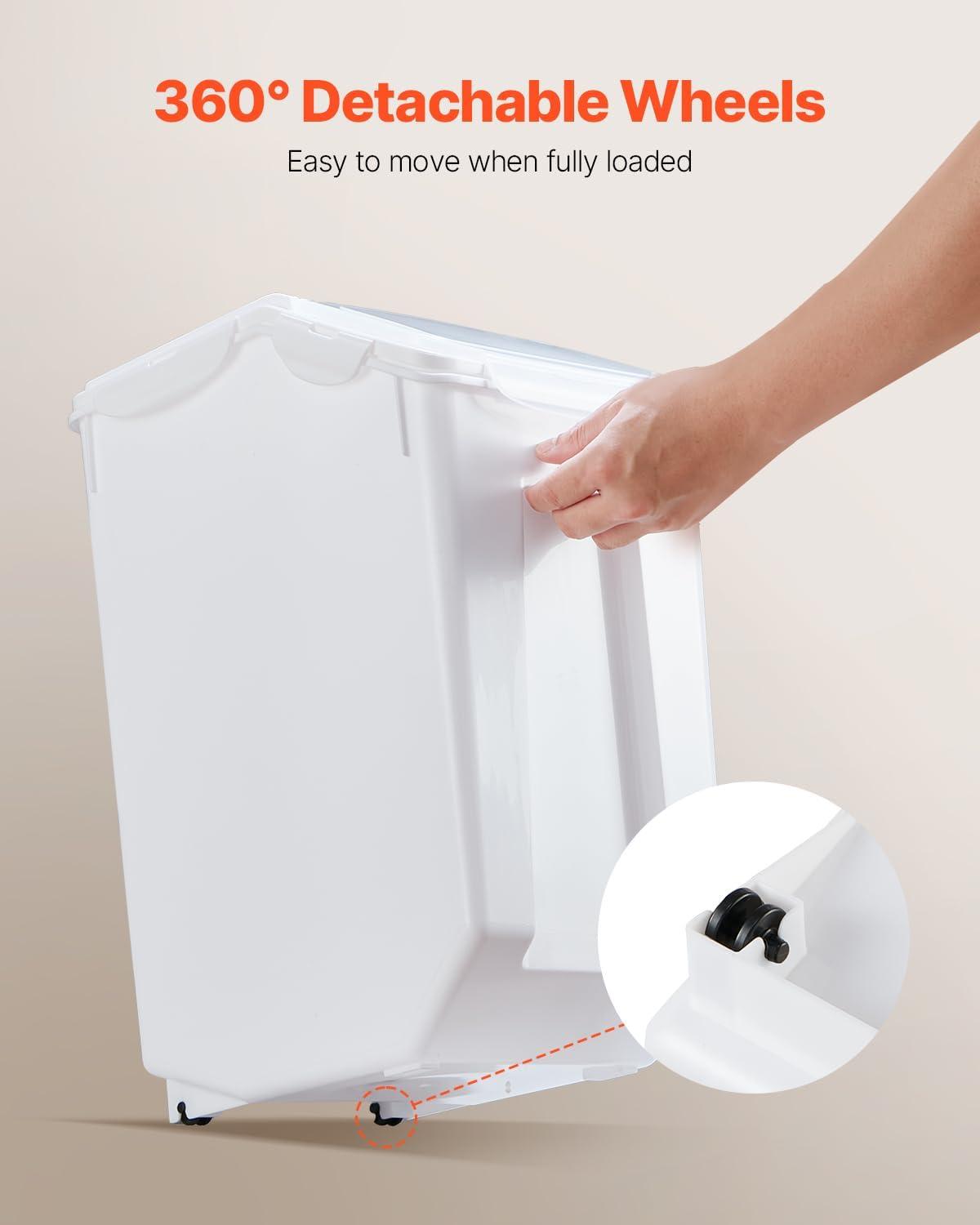image:imageVEVOR Rice Storage Container 45Gallon20L x2 Capacity Large Dog Food Dispenser Bin Kitchen Ingredient Grain Cereal Flour Bin Pet food Containers with Wheels 2 Measuring Cups Airtight Lid 2 Pack45 Gallon2