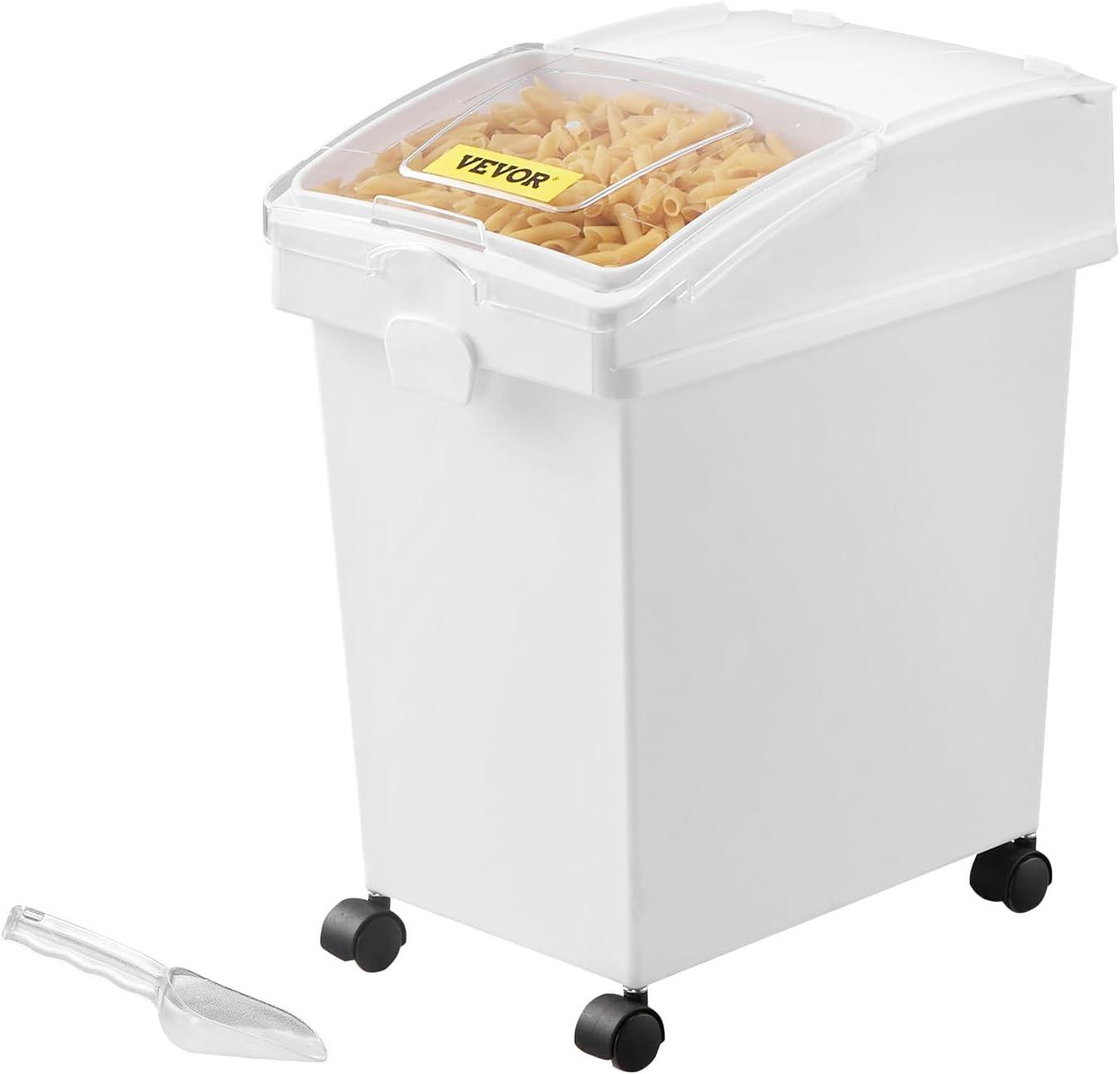 image:imageVEVOR Rice Storage Container 45Gallon20L x2 Capacity Large Dog Food Dispenser Bin Kitchen Ingredient Grain Cereal Flour Bin Pet food Containers with Wheels 2 Measuring Cups Airtight Lid 2 Pack52 Gallon3