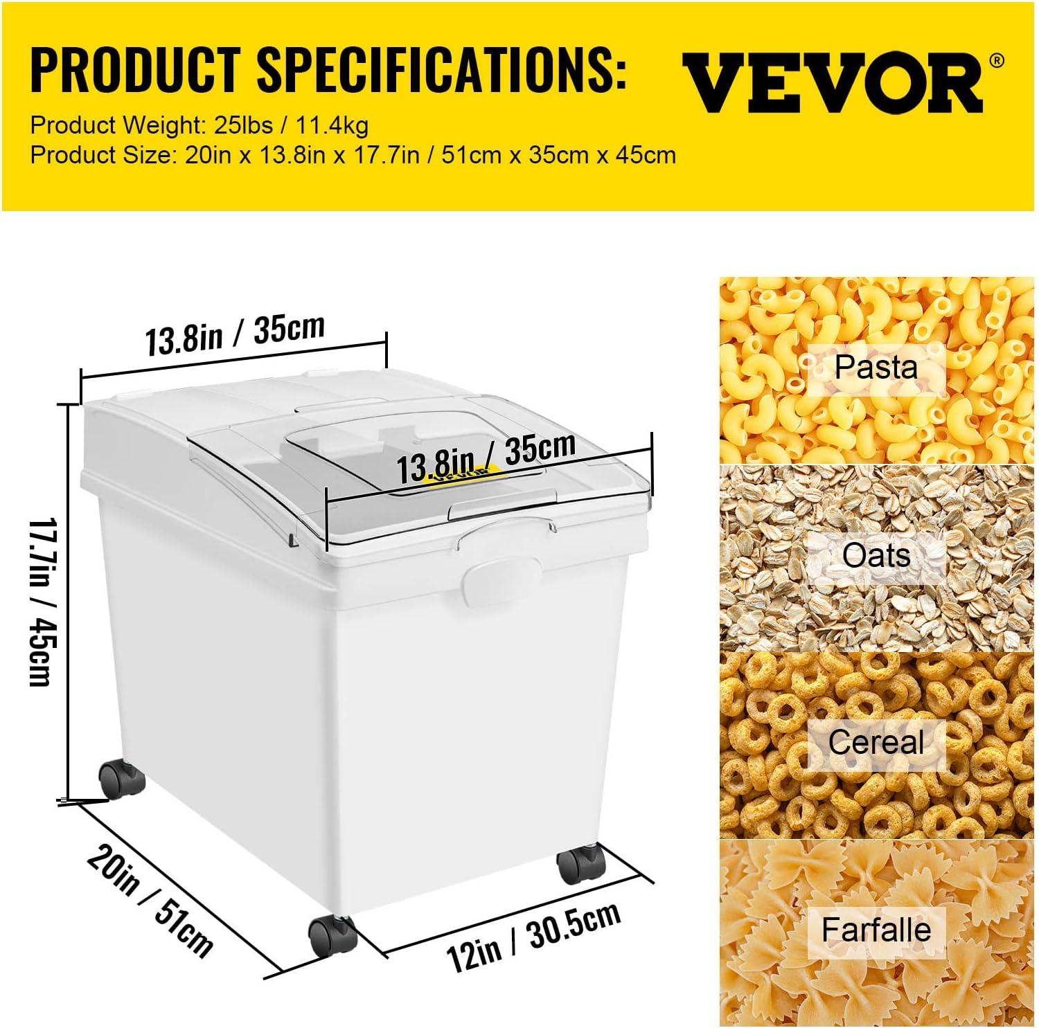 image:imageVEVOR Rice Storage Container 45Gallon20L x2 Capacity Large Dog Food Dispenser Bin Kitchen Ingredient Grain Cereal Flour Bin Pet food Containers with Wheels 2 Measuring Cups Airtight Lid 2 Pack105 Gallon 3 Set