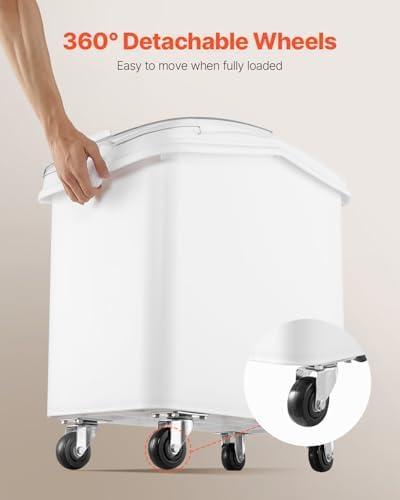 image:imageVEVOR Rice Storage Container 45Gallon20L x2 Capacity Large Dog Food Dispenser Bin Kitchen Ingredient Grain Cereal Flour Bin Pet food Containers with Wheels 2 Measuring Cups Airtight Lid 2 Pack27 Gallon
