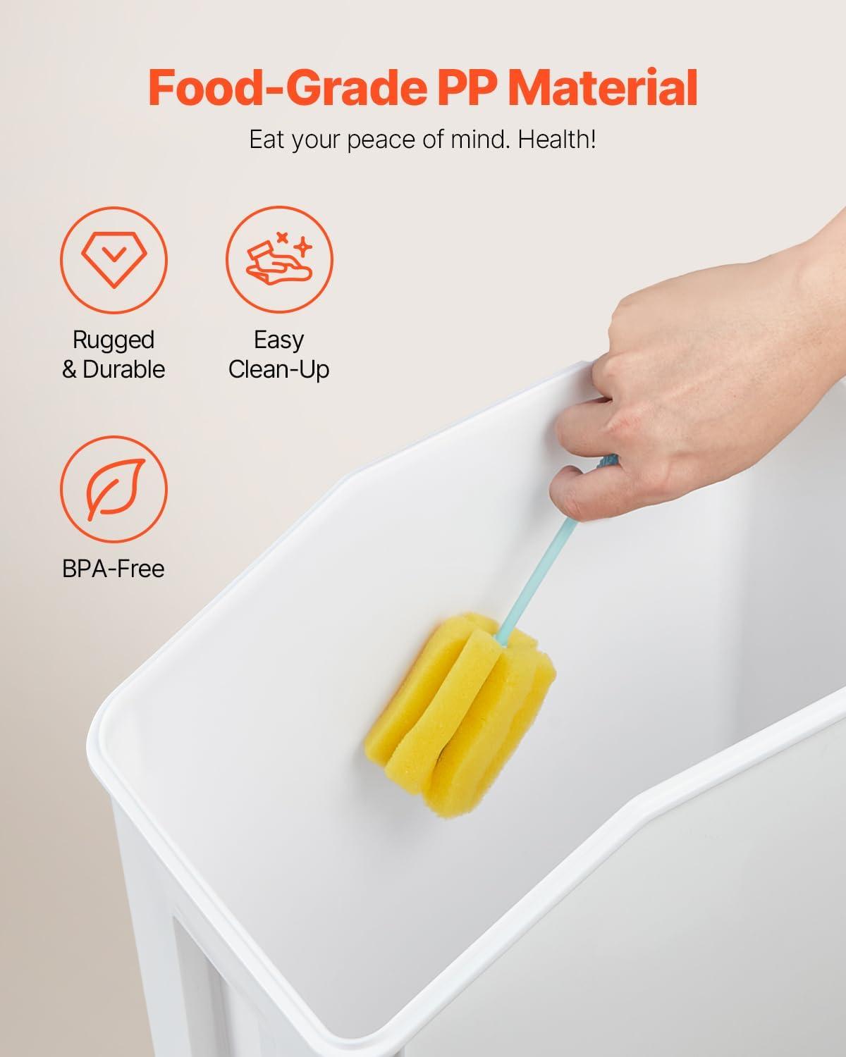 image:imageVEVOR Rice Storage Container 45Gallon20L x2 Capacity Large Dog Food Dispenser Bin Kitchen Ingredient Grain Cereal Flour Bin Pet food Containers with Wheels 2 Measuring Cups Airtight Lid 2 Pack45 Gallon235Gallon2