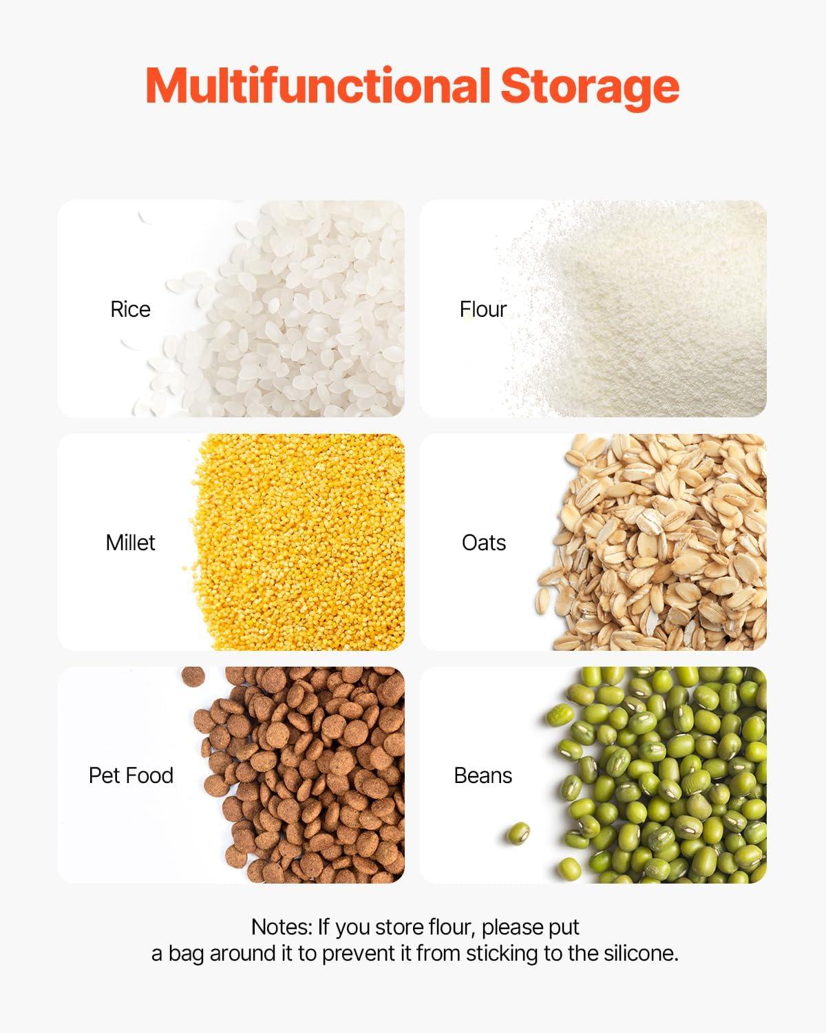 image:imageVEVOR Rice Storage Container 45Gallon20L x2 Capacity Large Dog Food Dispenser Bin Kitchen Ingredient Grain Cereal Flour Bin Pet food Containers with Wheels 2 Measuring Cups Airtight Lid 2 Pack45 Gallon2