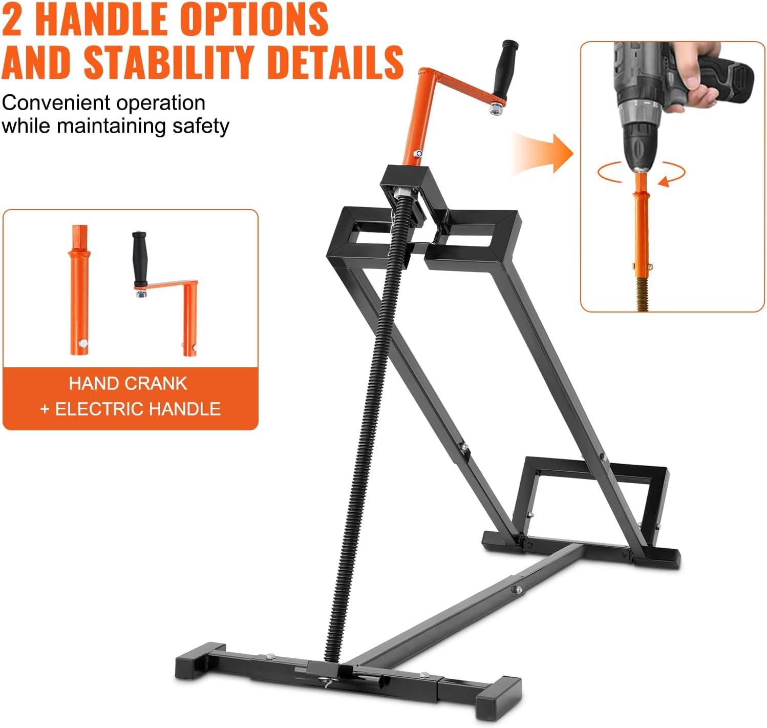 image:imageVEVOR Ride on Lawn Mower Lift Jack 880 Lbs Weight Capacity Telescopic Maintenance Jack with Crank Handle amp Power Tool Handle Foldable Lawn Tractor Lifter for Lawn Mowers and Garden Tractors Black