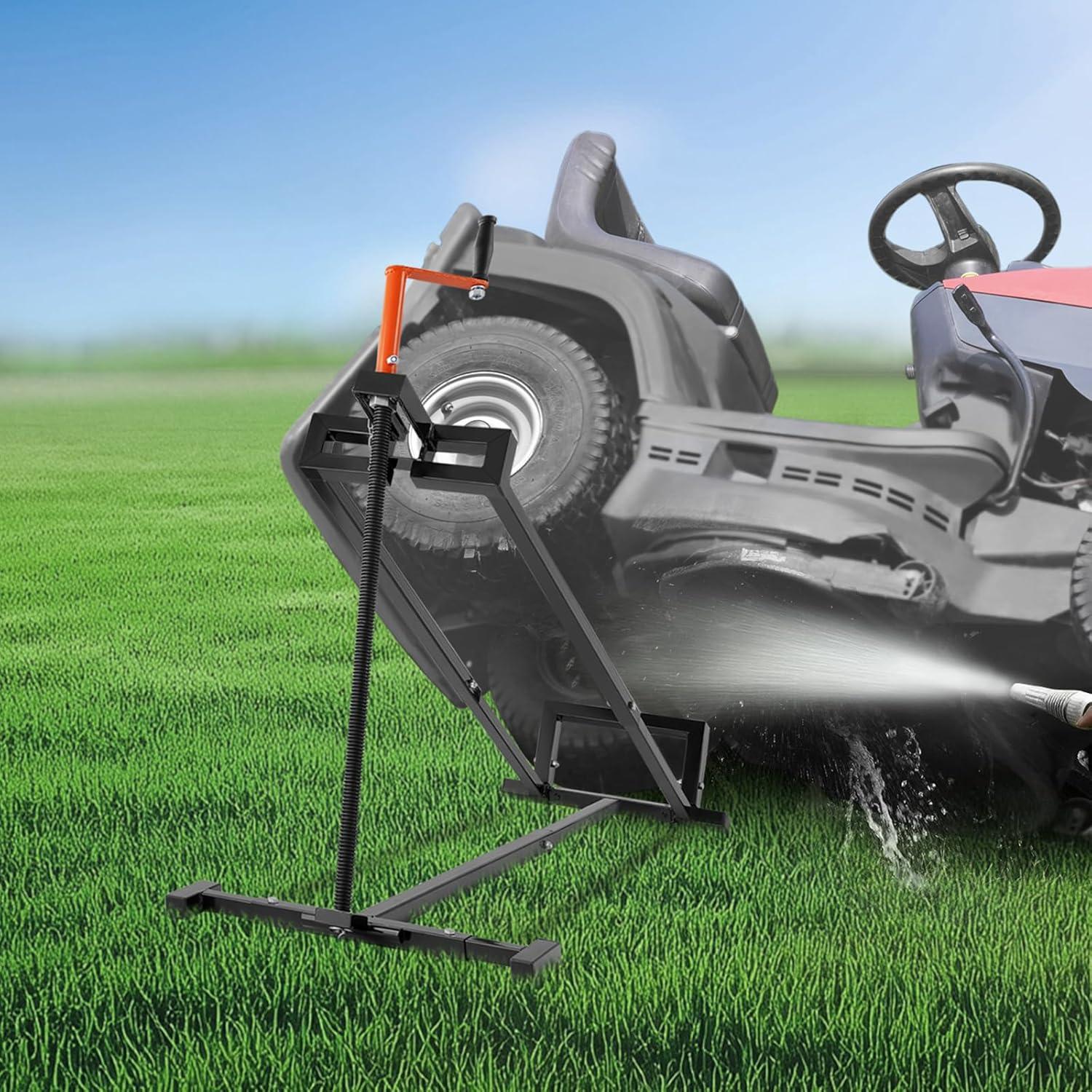 image:imageVEVOR Ride on Lawn Mower Lift Jack 880 Lbs Weight Capacity Telescopic Maintenance Jack with Crank Handle amp Power Tool Handle Foldable Lawn Tractor Lifter for Lawn Mowers and Garden Tractors Black