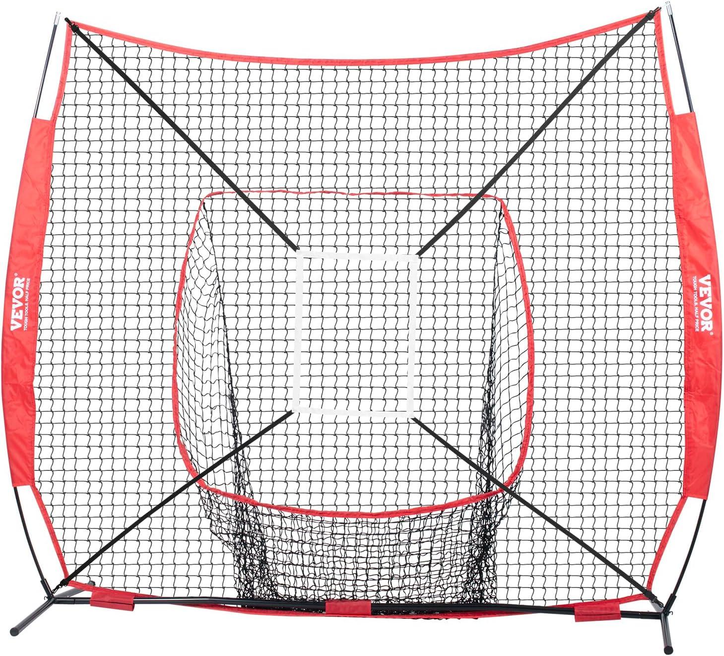 image:imageVEVOR Softball Practice Net Portable Baseball Training Net for Hitting Batting Catching Pitching Backstop Equipment with Bow Frame Carry Bag Strike Zone Batting Tee7X7FT Set 1