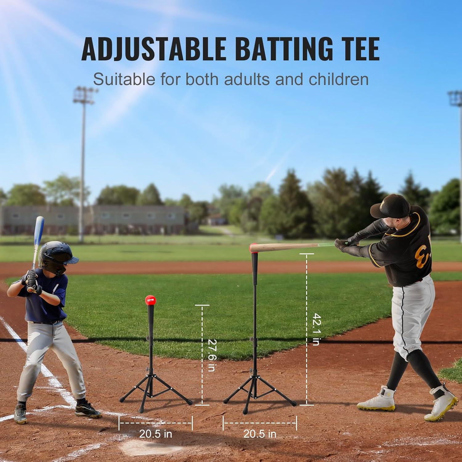 image:imageVEVOR Softball Practice Net Portable Baseball Training Net for Hitting Batting Catching Pitching Backstop Equipment with Bow Frame Carry Bag Strike Zone Batting Tee7X7FT Set 1