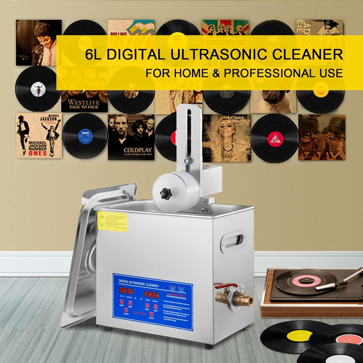 image:imageVEVOR Sonic Cleaner 6L Ultrasonic Vinyl Cleaner 712 Inch 8 Records Ultrasonic Vinyl Cleaning Machine 180W Ultrasonic Records Cleaner with Drying Rack for Home Store6LRecord Cleaner